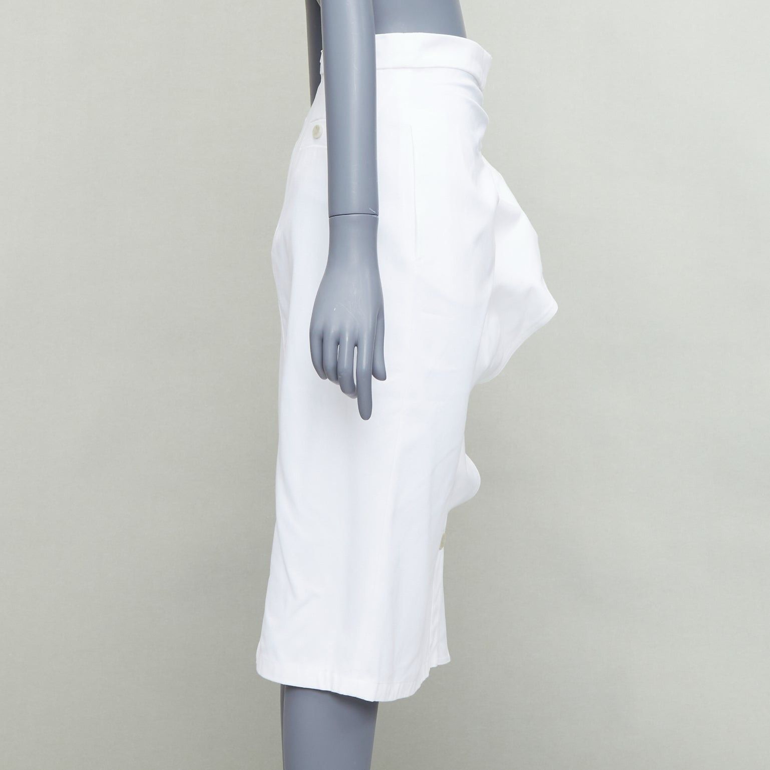Max Mara MAX MARA SFILATA white cotton asymmetric ruffles button skirt IT36 XXS Size 25" / US 0 / IT 36 - 4 Thumbnail