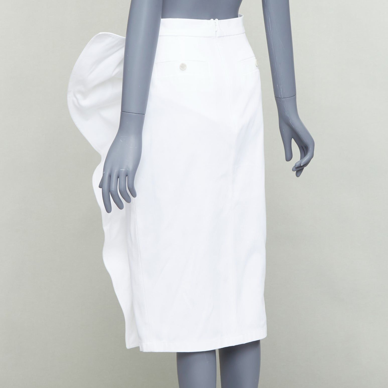 Max Mara MAX MARA SFILATA white cotton asymmetric ruffles button skirt IT36 XXS Size 25" / US 0 / IT 36 - 6 Thumbnail