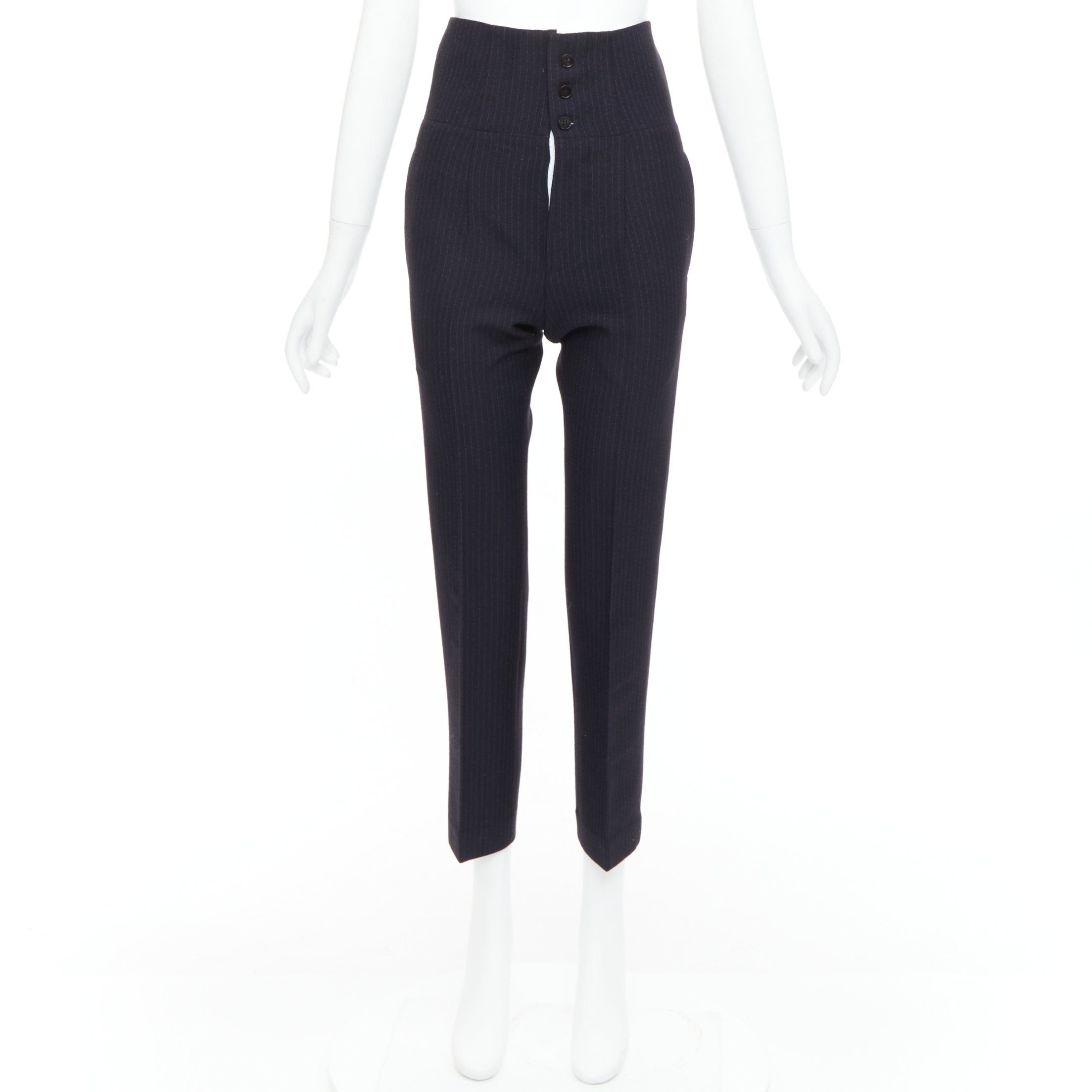 Joseph JOSEPH Yoyo navy wool blend crepe pinstripe high waisted pants FR34 XS Size 26" / US 2 / IT 38 - 9 Thumbnail