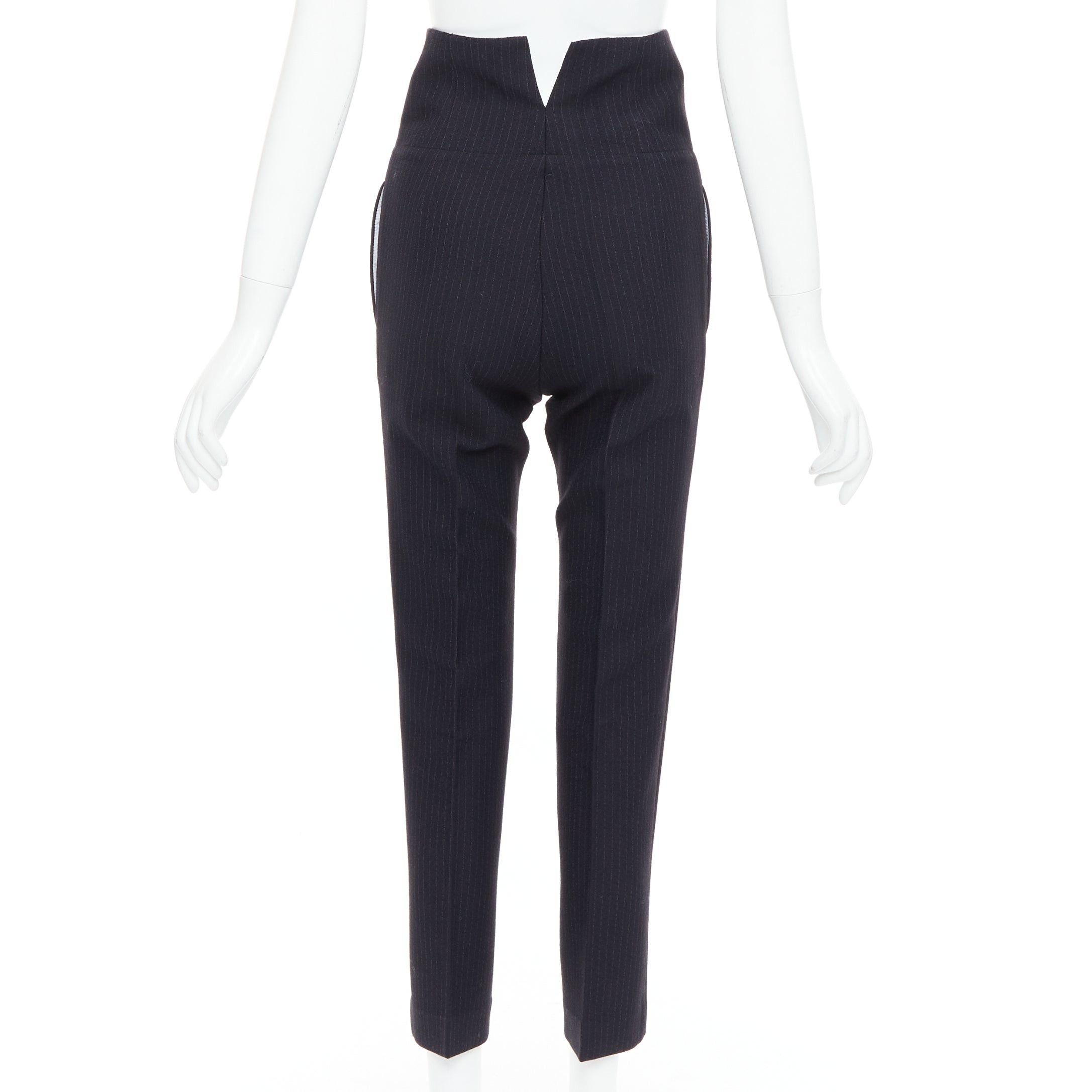 Joseph JOSEPH Yoyo navy wool blend crepe pinstripe high waisted pants FR34 XS Size 26" / US 2 / IT 38 - 5 Thumbnail
