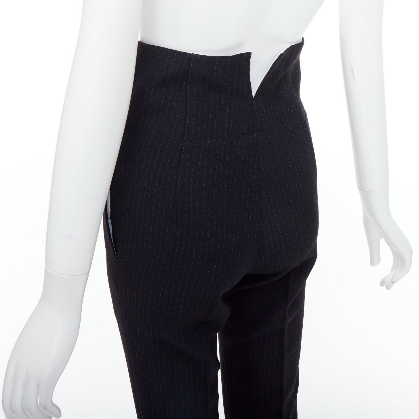 Joseph JOSEPH Yoyo navy wool blend crepe pinstripe high waisted pants FR34 XS Size 26" / US 2 / IT 38 - 2 Thumbnail