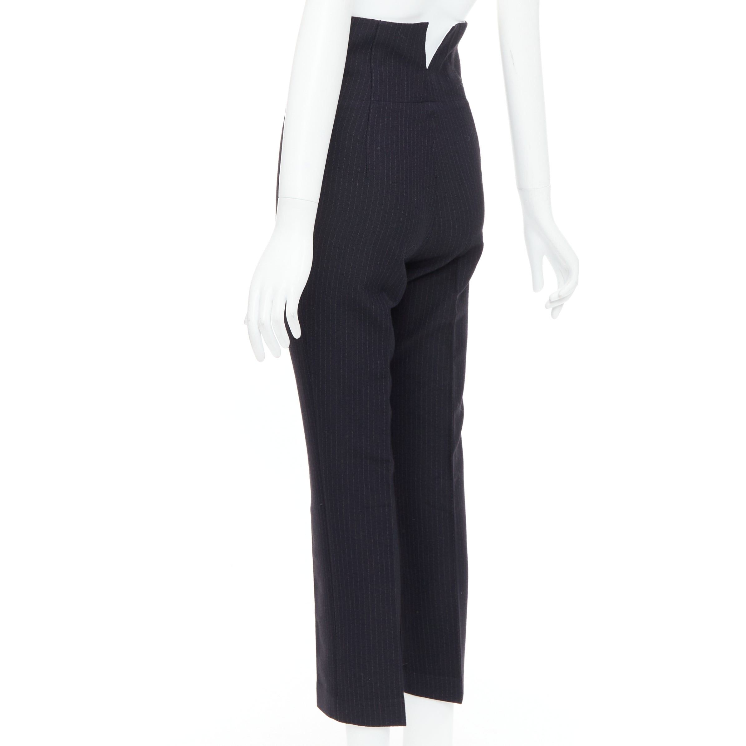 Joseph JOSEPH Yoyo navy wool blend crepe pinstripe high waisted pants FR34 XS Size 26" / US 2 / IT 38 - 6 Thumbnail