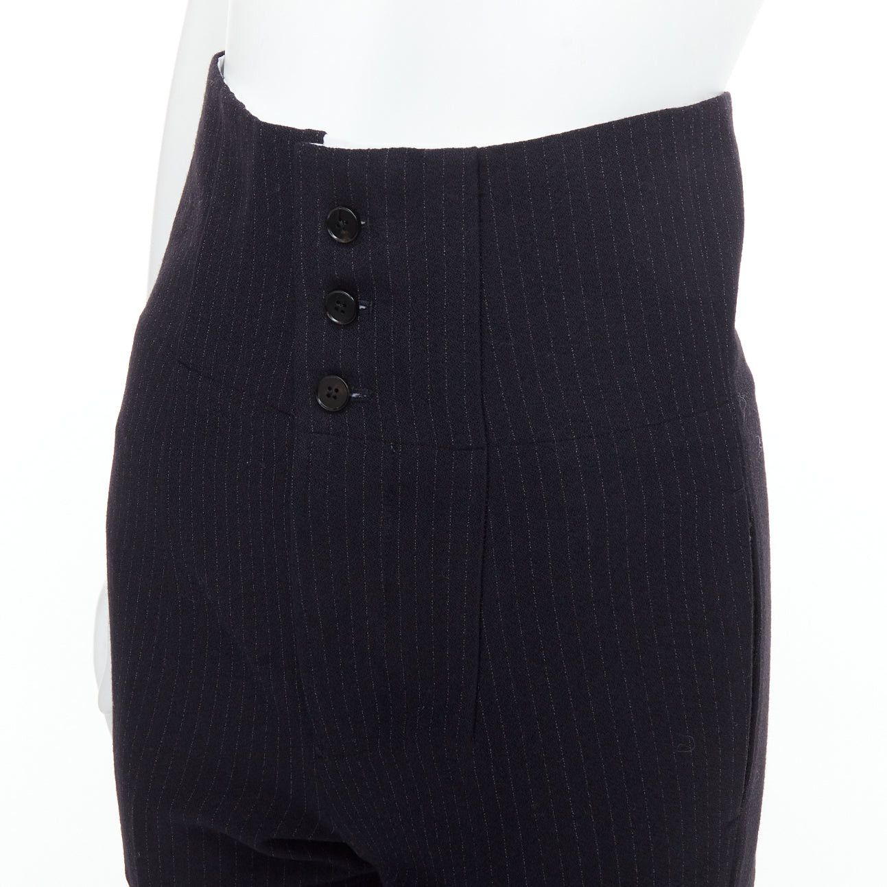 Joseph JOSEPH Yoyo navy wool blend crepe pinstripe high waisted pants FR34 XS Size 26" / US 2 / IT 38 - 7 Thumbnail