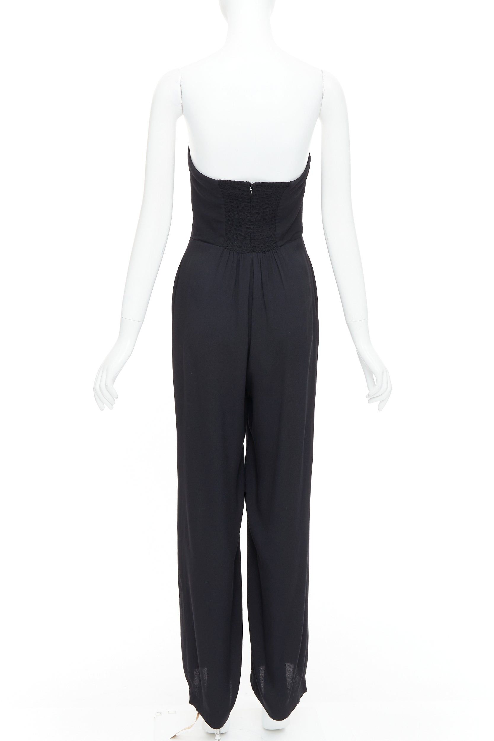 Reformation REFORMATION Lela black viscose blend strapless wide leg jumpsuit US2 S Size 27" / US 4 / IT 40 - 5 Thumbnail