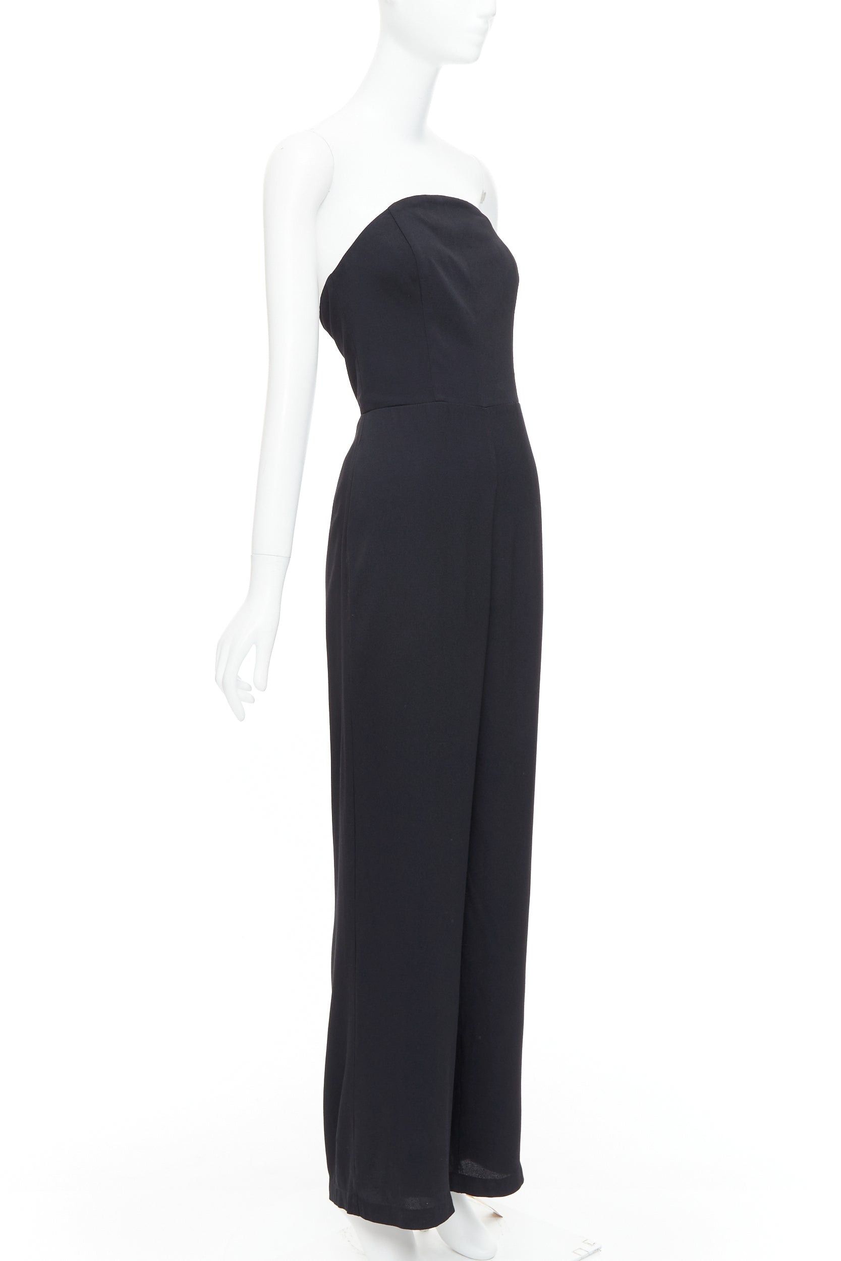 Reformation REFORMATION Lela black viscose blend strapless wide leg jumpsuit US2 S Size 27" / US 4 / IT 40 - 3 Thumbnail