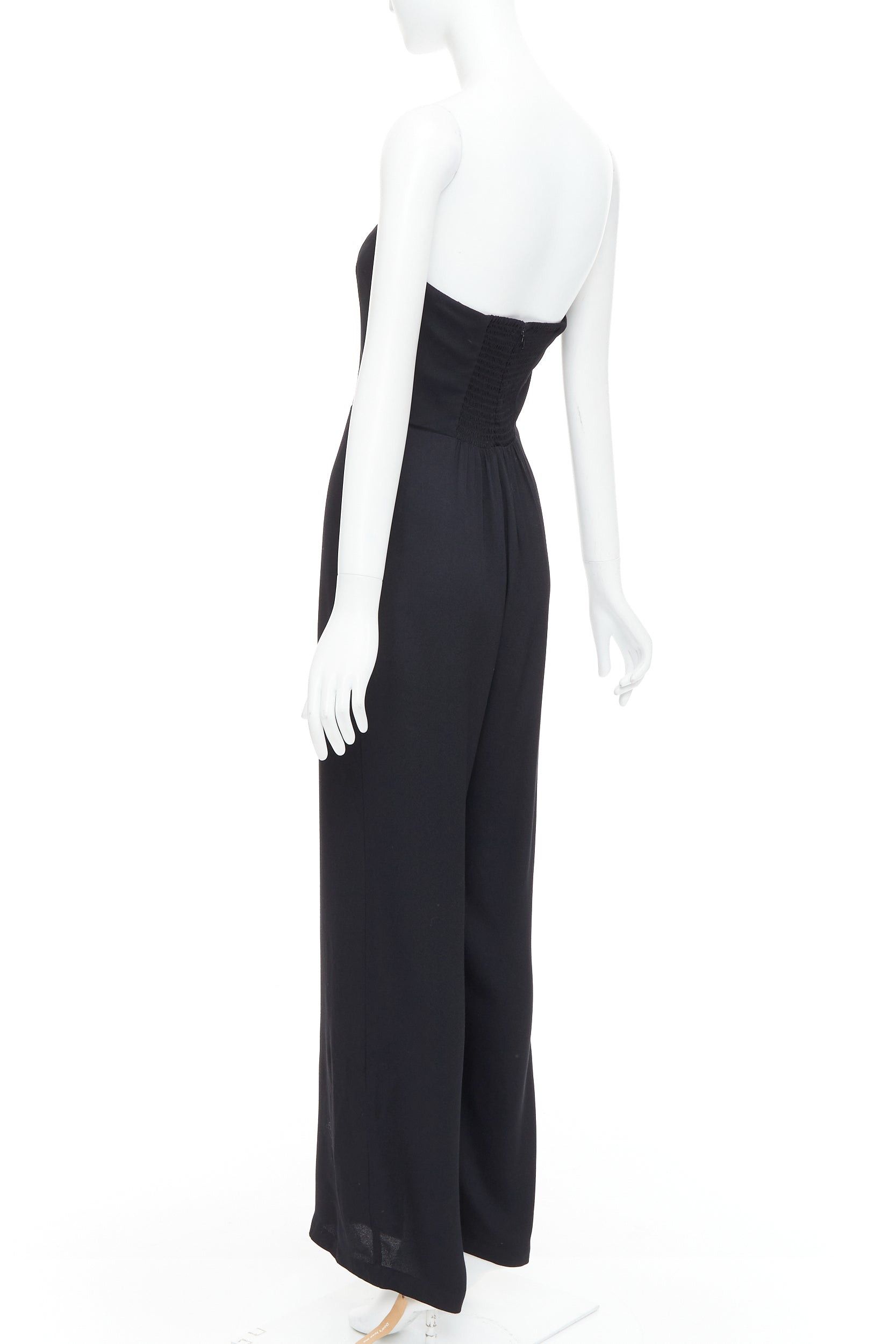 Reformation REFORMATION Lela black viscose blend strapless wide leg jumpsuit US2 S Size 27" / US 4 / IT 40 - 6 Thumbnail