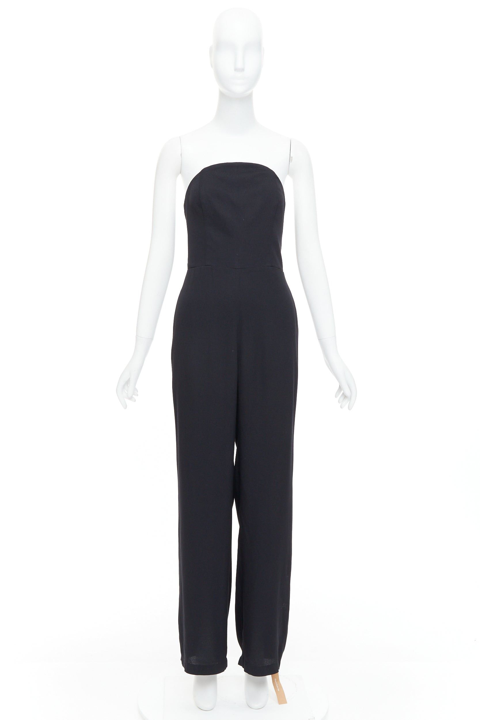 Reformation REFORMATION Lela black viscose blend strapless wide leg jumpsuit US2 S Size 27" / US 4 / IT 40 - 9 Thumbnail
