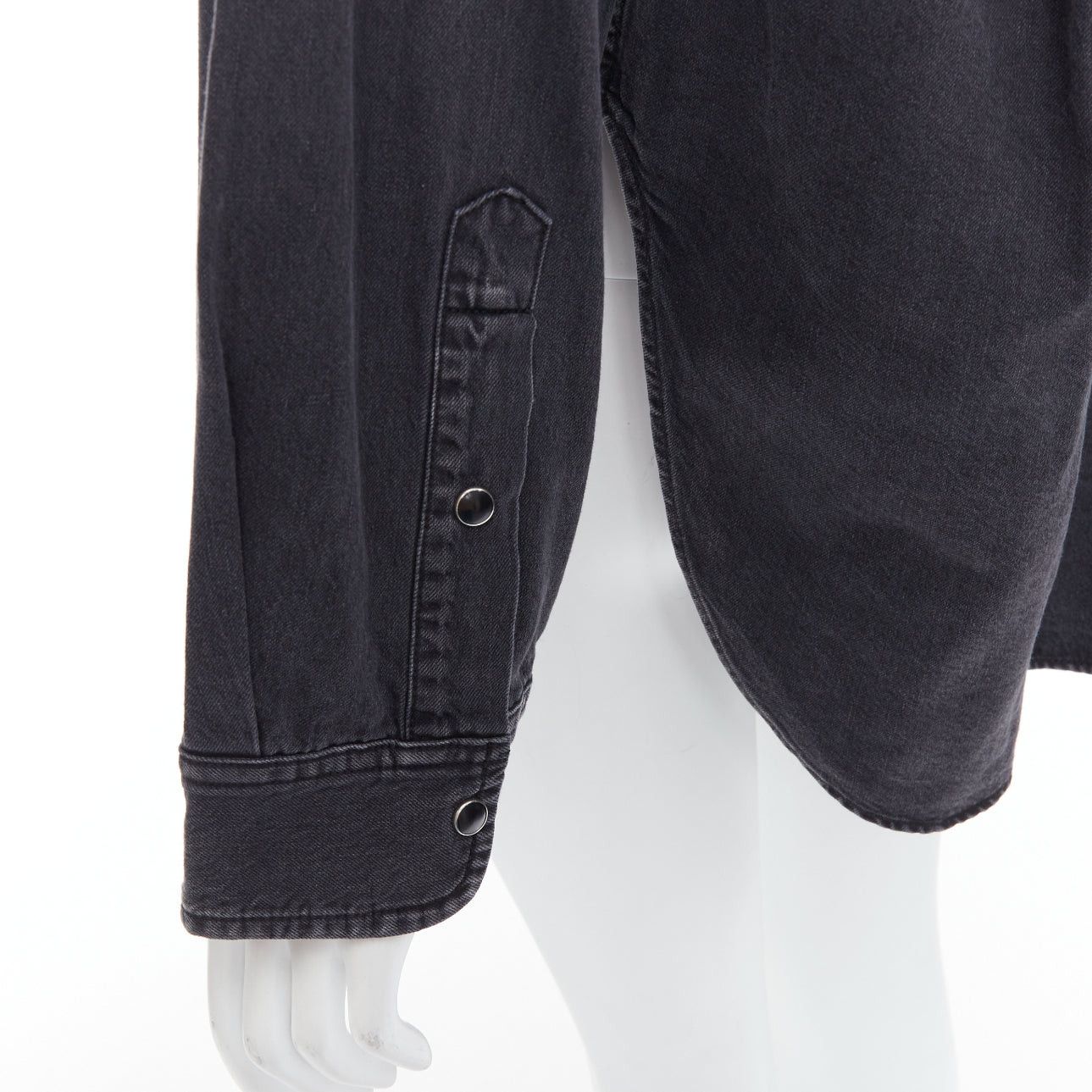 Balenciaga BALENCIAGA Demna 2017 black washed denim swing collar oversized shirt FR34 XS Size XS / US 0-2 / IT 36-38 - 7 Thumbnail