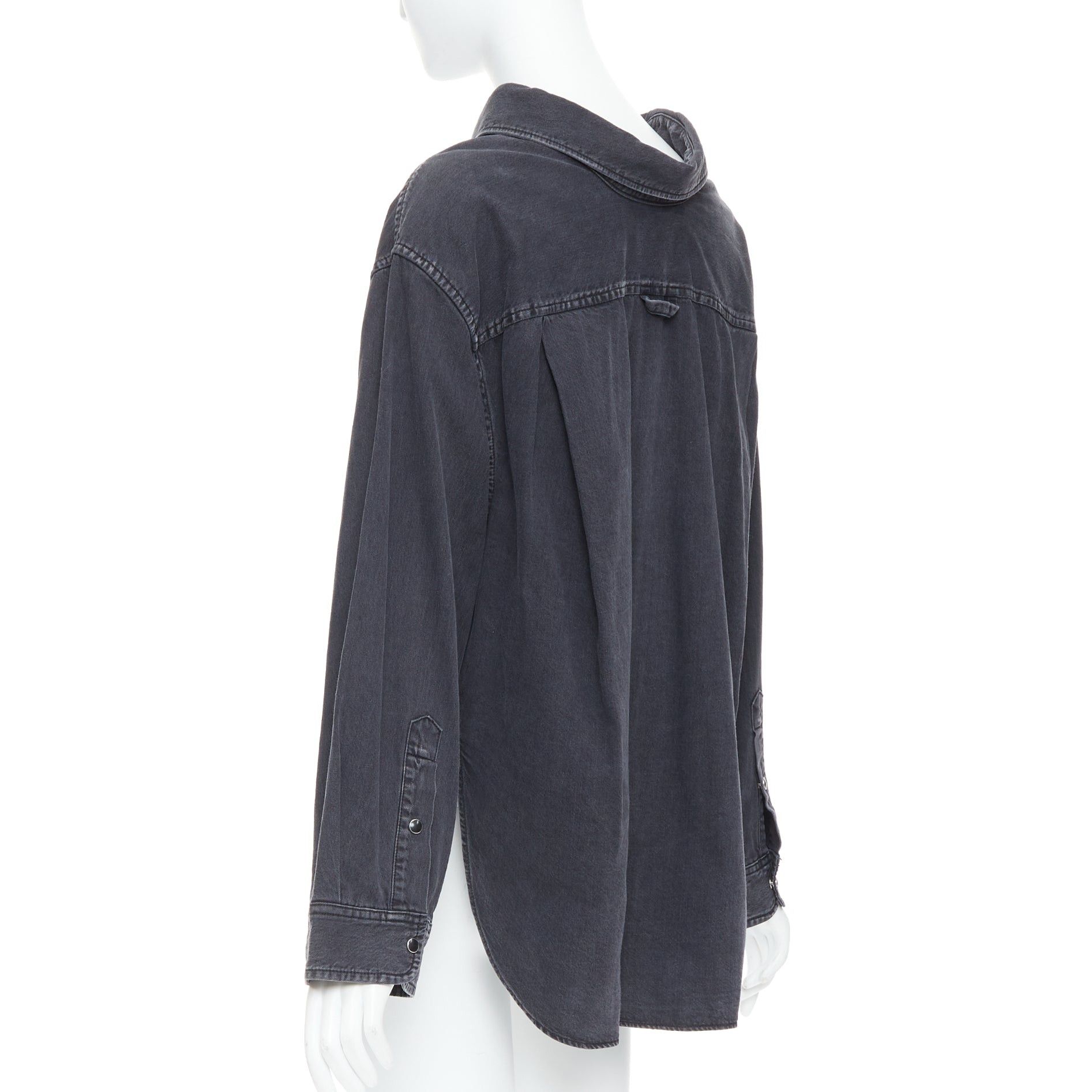 Balenciaga BALENCIAGA Demna 2017 black washed denim swing collar oversized shirt FR34 XS Size XS / US 0-2 / IT 36-38 - 6 Thumbnail