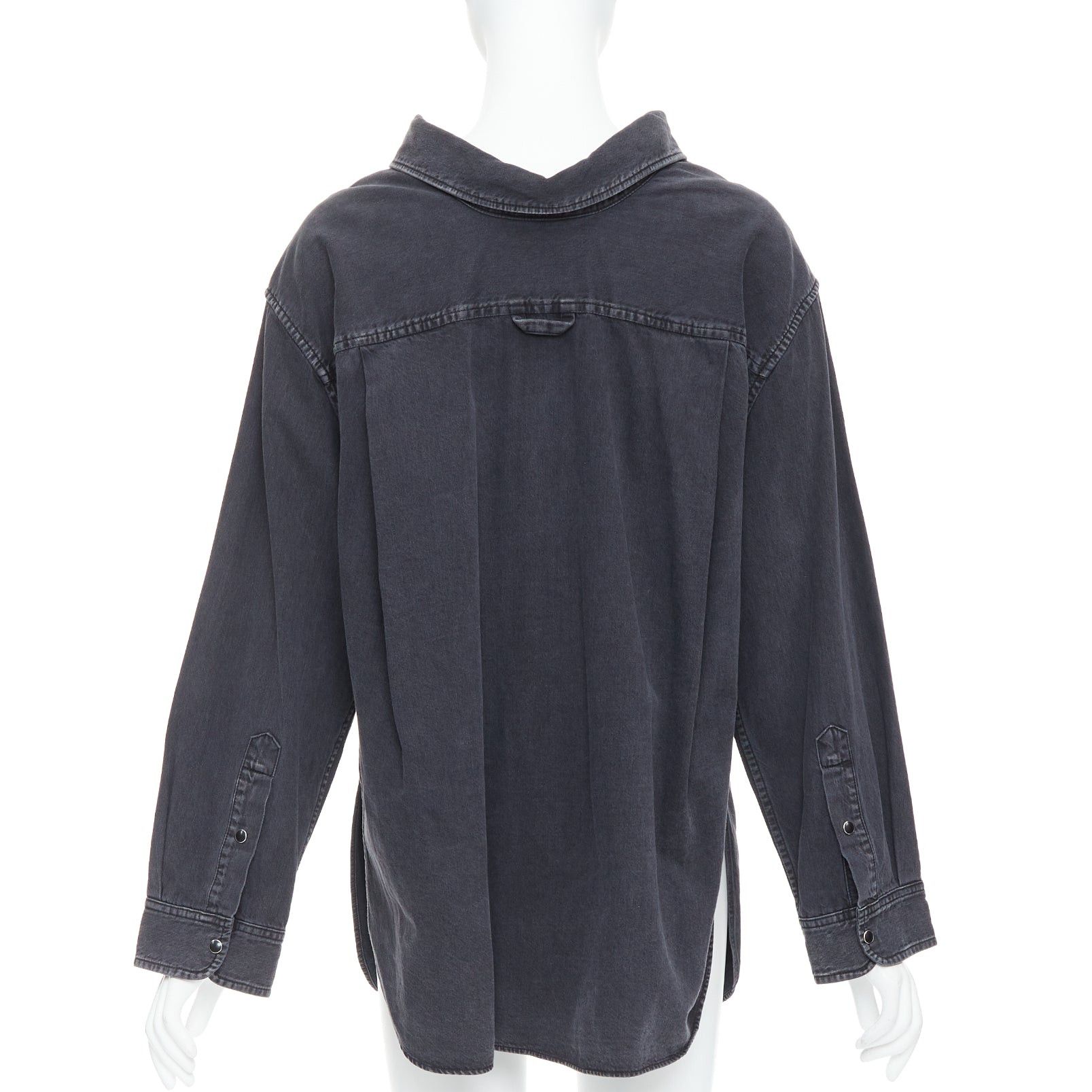 Balenciaga BALENCIAGA Demna 2017 black washed denim swing collar oversized shirt FR34 XS Size XS / US 0-2 / IT 36-38 - 5 Thumbnail