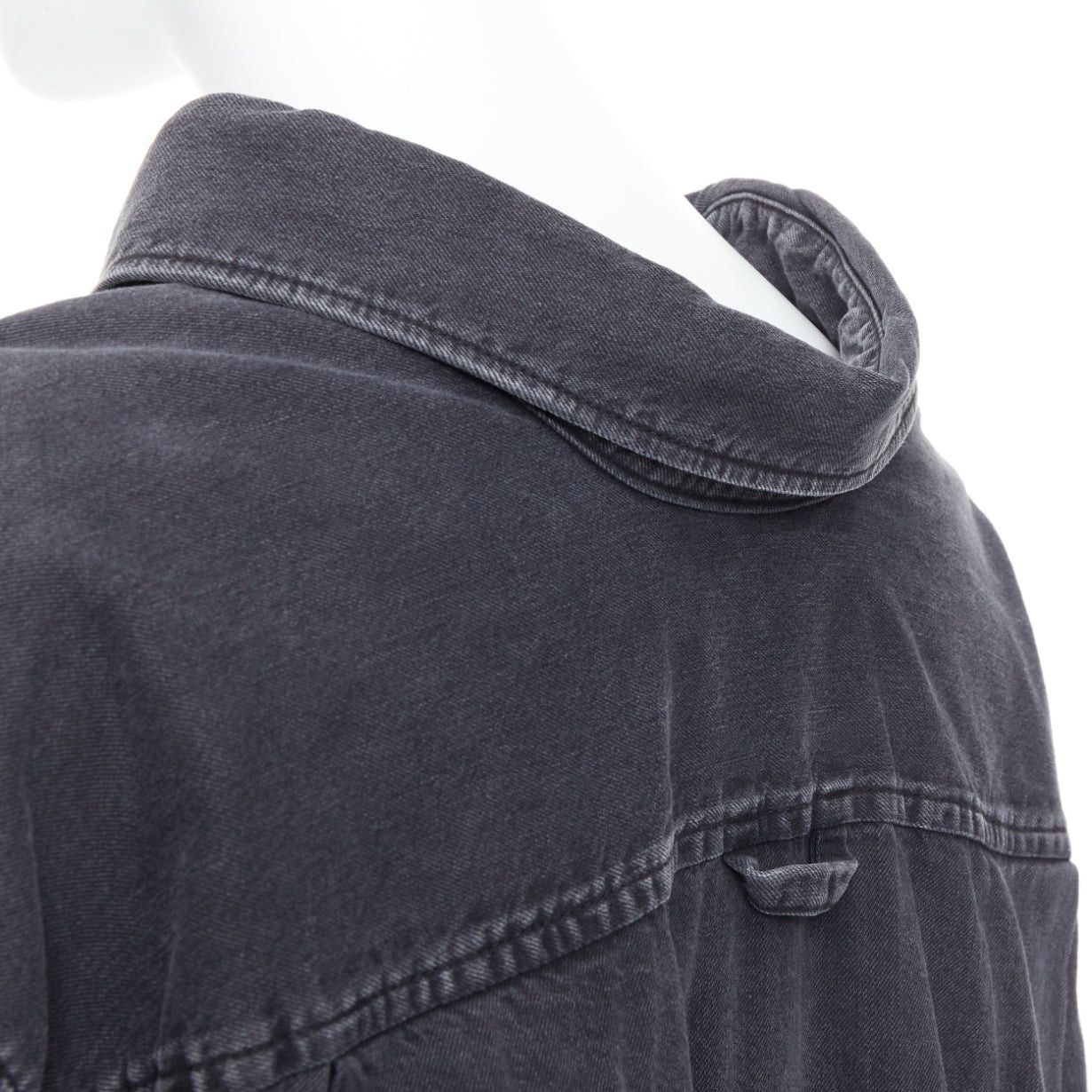 Balenciaga BALENCIAGA Demna 2017 black washed denim swing collar oversized shirt FR34 XS Size XS / US 0-2 / IT 36-38 - 2 Thumbnail