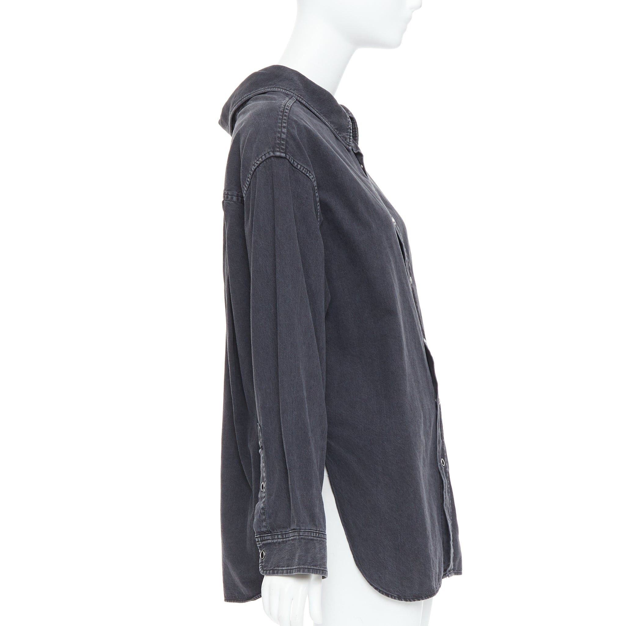 Balenciaga BALENCIAGA Demna 2017 black washed denim swing collar oversized shirt FR34 XS Size XS / US 0-2 / IT 36-38 - 4 Thumbnail