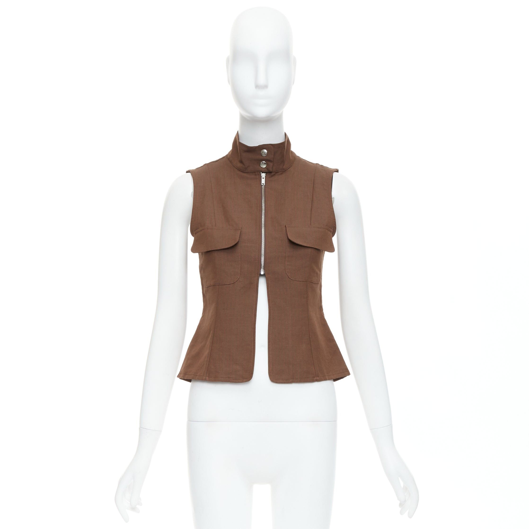Paloma Wool PALOMA WOOL brown linen organic cotton pocketed sleeveless top XS Size S / US 4 / IT 40 - 10 Thumbnail