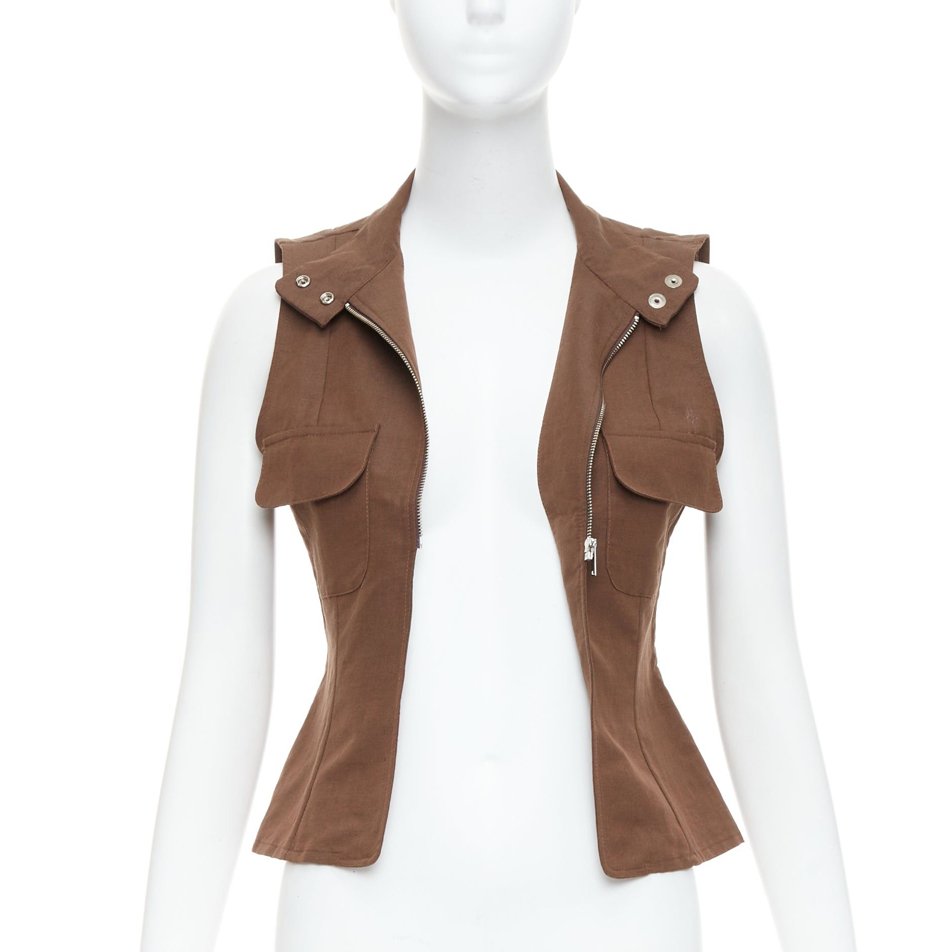 Paloma Wool PALOMA WOOL brown linen organic cotton pocketed sleeveless top XS Size S / US 4 / IT 40 - 3 Thumbnail