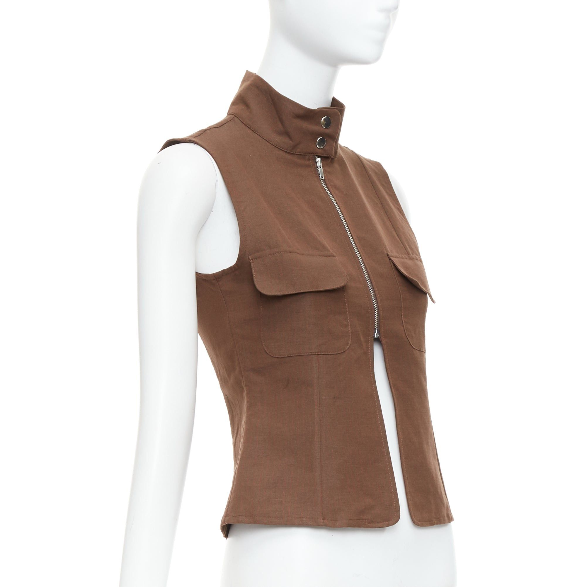 Paloma Wool PALOMA WOOL brown linen organic cotton pocketed sleeveless top XS Size S / US 4 / IT 40 - 4 Thumbnail