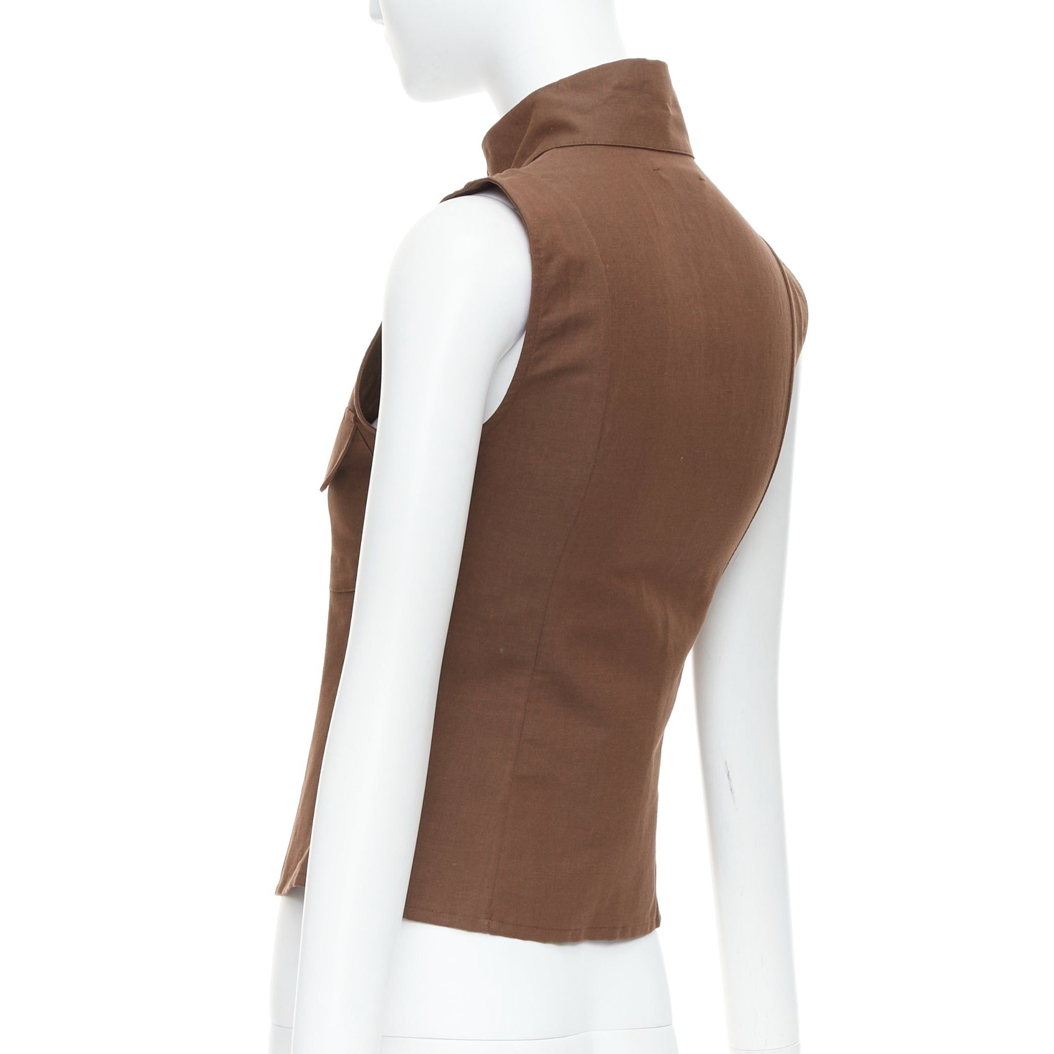 Paloma Wool PALOMA WOOL brown linen organic cotton pocketed sleeveless top XS Size S / US 4 / IT 40 - 7 Thumbnail