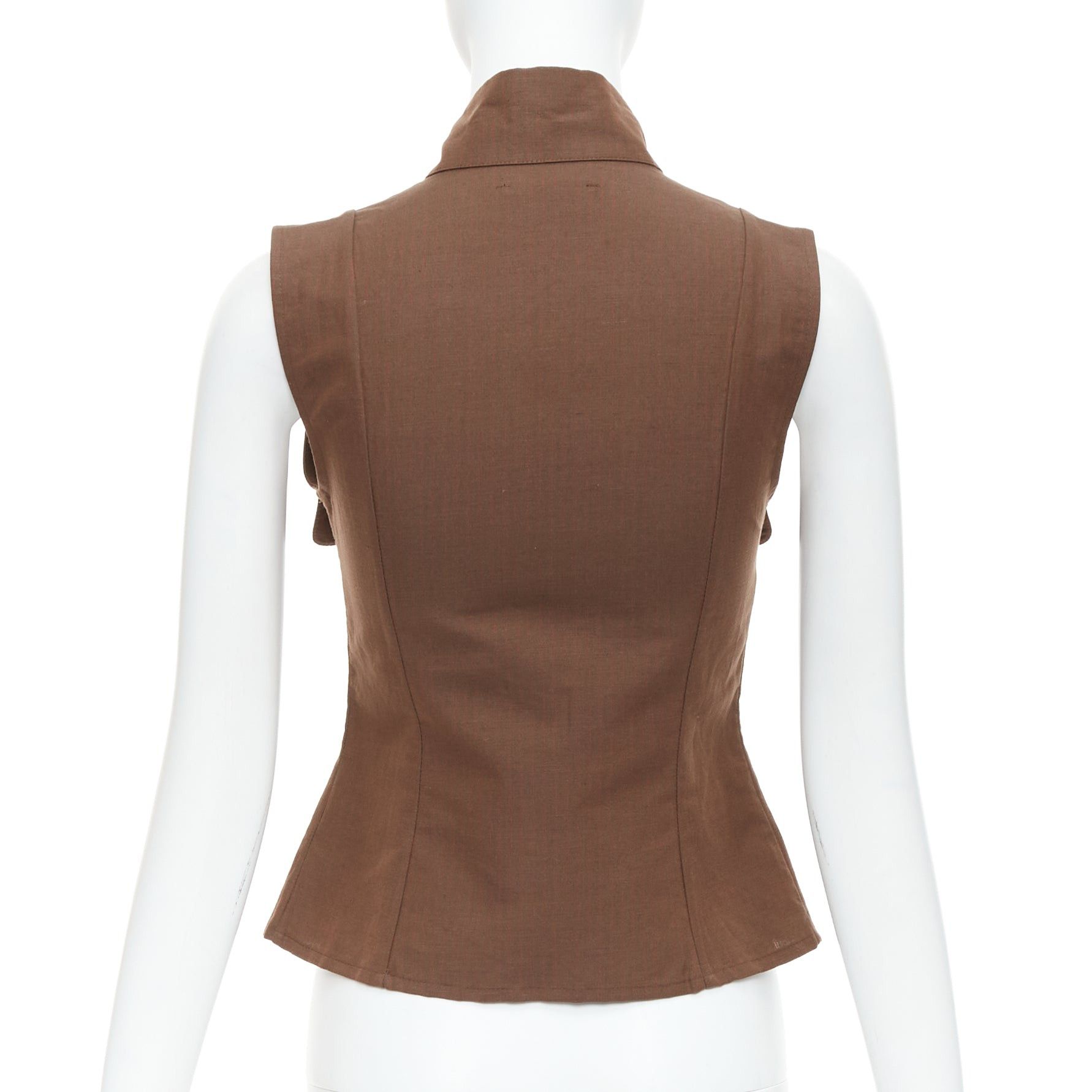 Paloma Wool PALOMA WOOL brown linen organic cotton pocketed sleeveless top XS Size S / US 4 / IT 40 - 6 Thumbnail