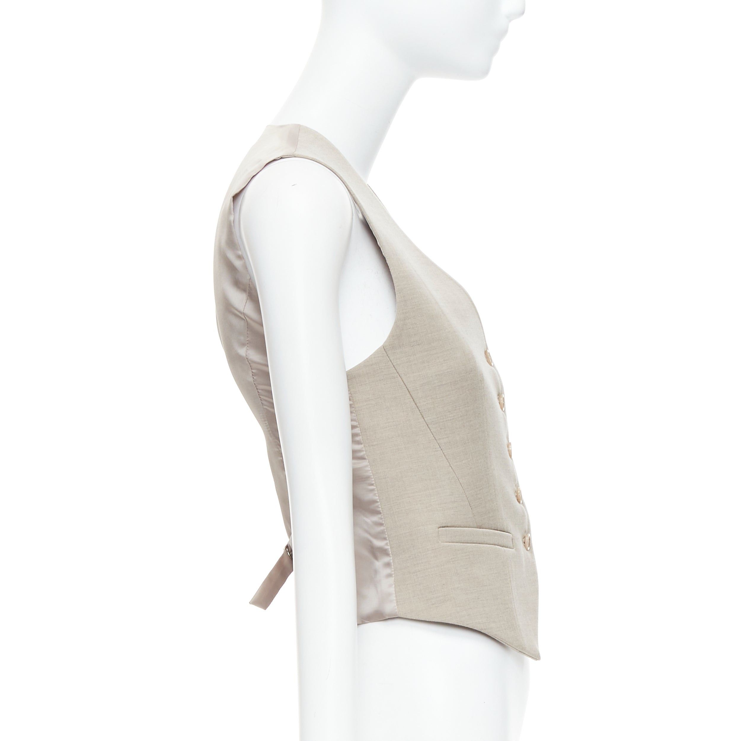 Frankie Shop FRANKIE SHOP Gelso khaki tencel buttons waistcoat vest top XS Size ONE SIZE - 5 Thumbnail