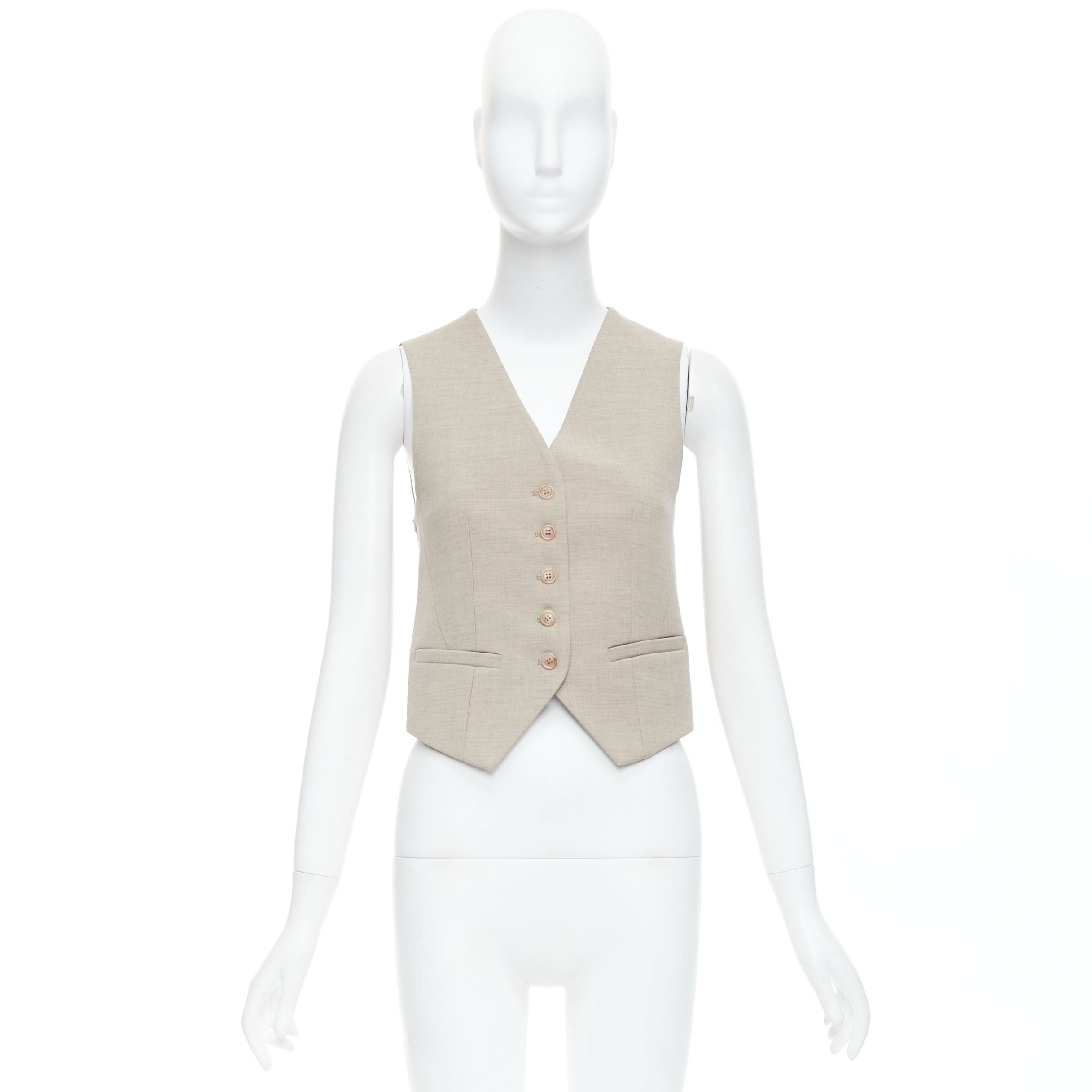 Frankie Shop FRANKIE SHOP Gelso khaki tencel buttons waistcoat vest top XS Size ONE SIZE - 10 Thumbnail