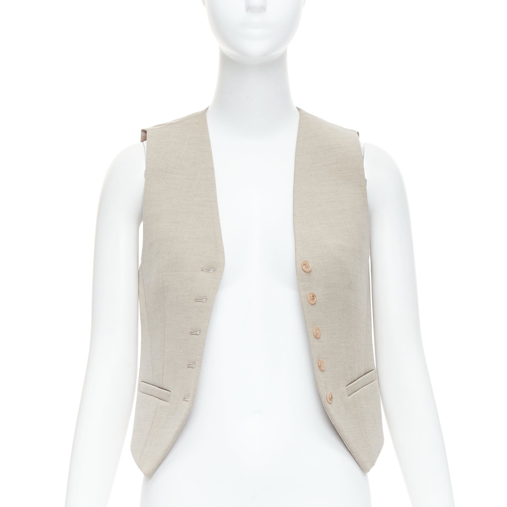 Frankie Shop FRANKIE SHOP Gelso khaki tencel buttons waistcoat vest top XS Size ONE SIZE - 3 Thumbnail