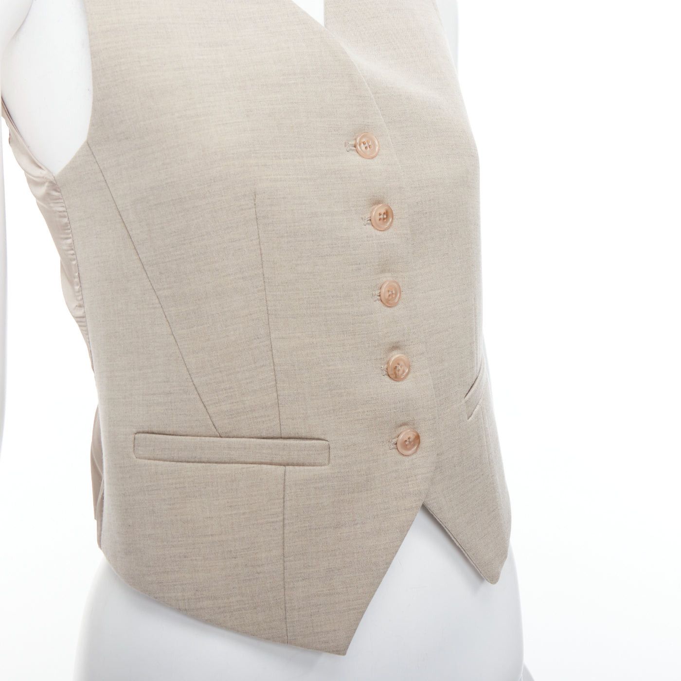 Frankie Shop FRANKIE SHOP Gelso khaki tencel buttons waistcoat vest top XS Size ONE SIZE - 7 Thumbnail