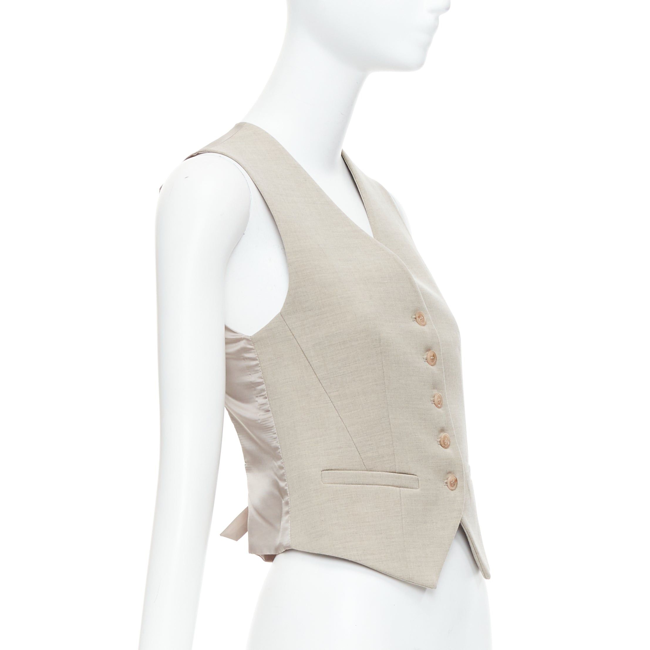 Frankie Shop FRANKIE SHOP Gelso khaki tencel buttons waistcoat vest top XS Size ONE SIZE - 4 Thumbnail