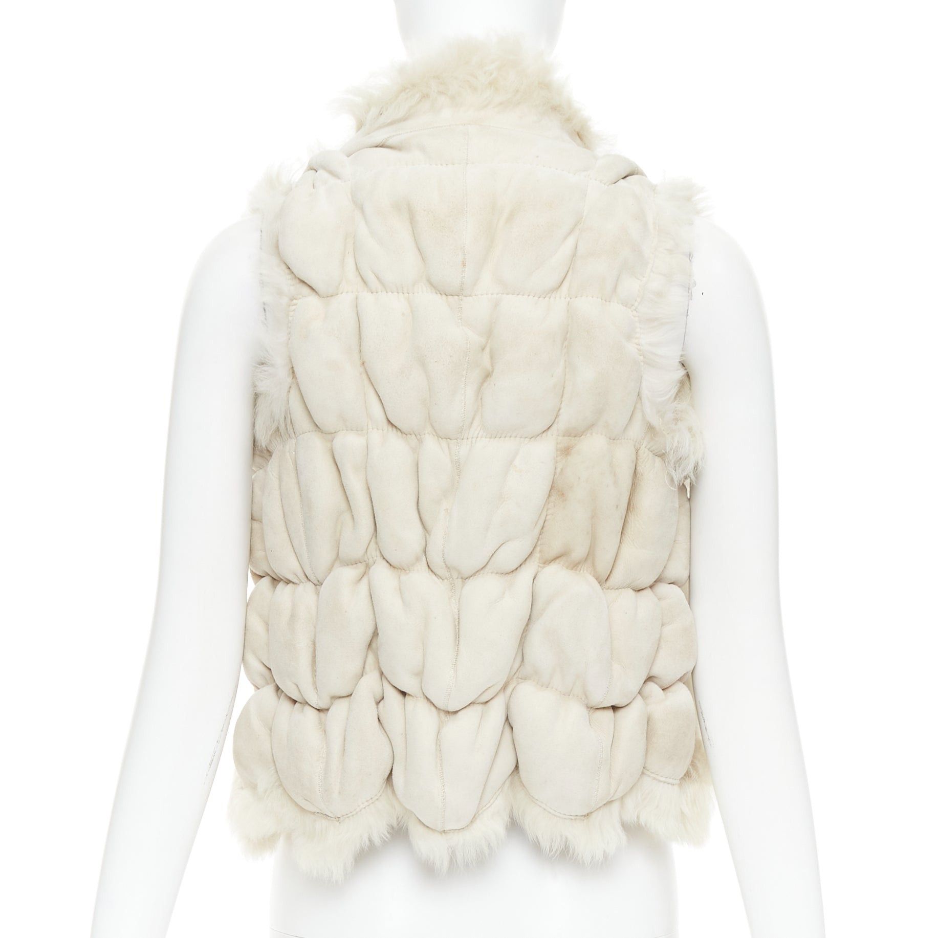 Joseph JOSEPH beige lambskin leather fur elastic stitching bolero vest FR36 S Size S / US 4 / IT 40 - 5 Thumbnail