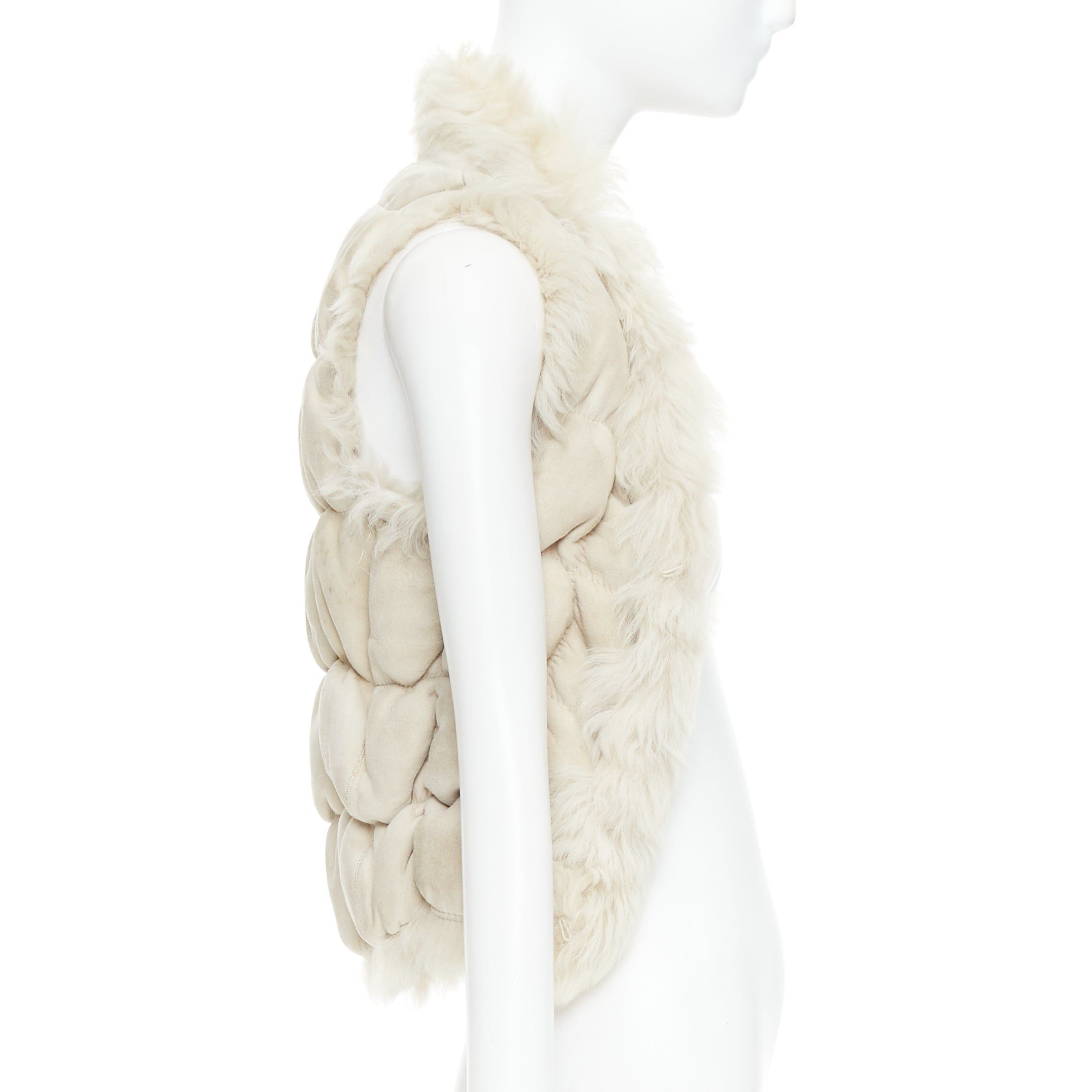 Joseph JOSEPH beige lambskin leather fur elastic stitching bolero vest FR36 S Size S / US 4 / IT 40 - 4 Thumbnail