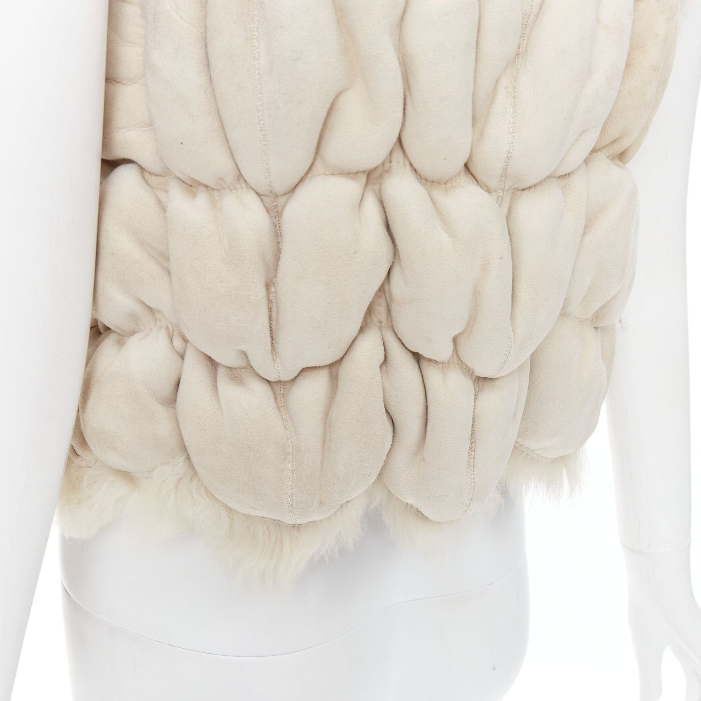 Joseph JOSEPH beige lambskin leather fur elastic stitching bolero vest FR36 S Size S / US 4 / IT 40 - 2 Thumbnail