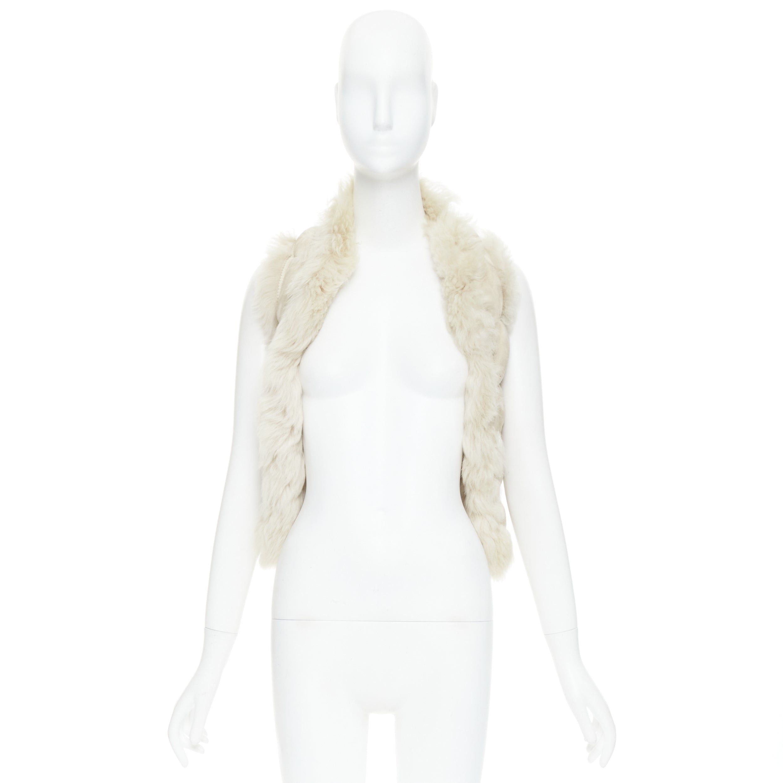 Joseph JOSEPH beige lambskin leather fur elastic stitching bolero vest FR36 S Size S / US 4 / IT 40 - 9 Thumbnail