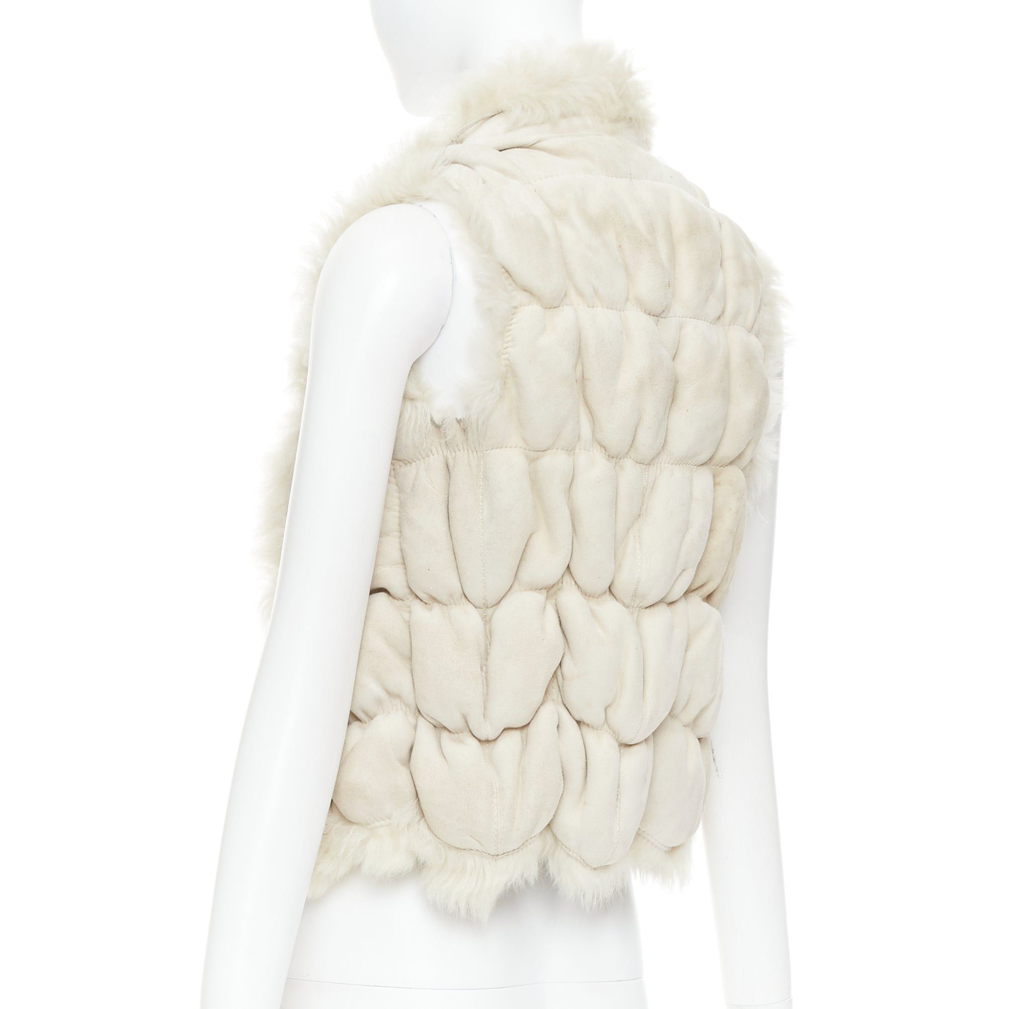 Joseph JOSEPH beige lambskin leather fur elastic stitching bolero vest FR36 S Size S / US 4 / IT 40 - 6 Thumbnail