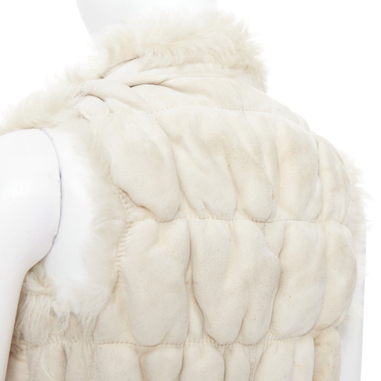 Joseph JOSEPH beige lambskin leather fur elastic stitching bolero vest FR36 S Size S / US 4 / IT 40 - 7 Thumbnail