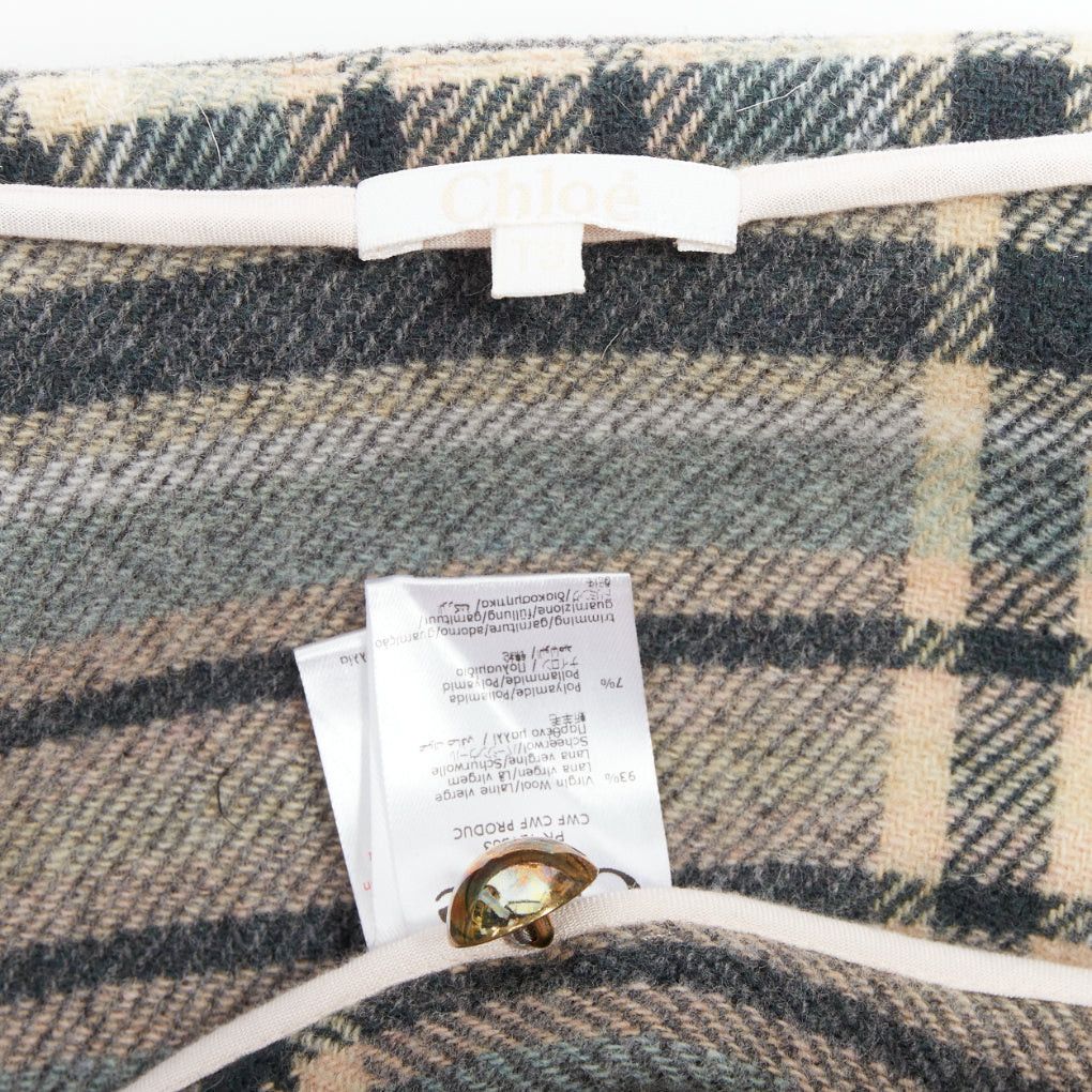 Chloe CHLOE grey pink virgin wool blend checked gold buttons cape top T3 XS Size XS / US 0-2 / IT 36-38 - 9 Thumbnail