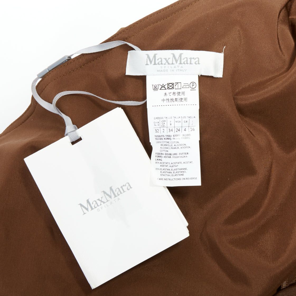 Max Mara MAX MARA Avola brown cotton poplin one shoulder leather trim jumpsuit IT36 XXS Size XS / US 0-2 / IT 36-38 - 8 Thumbnail