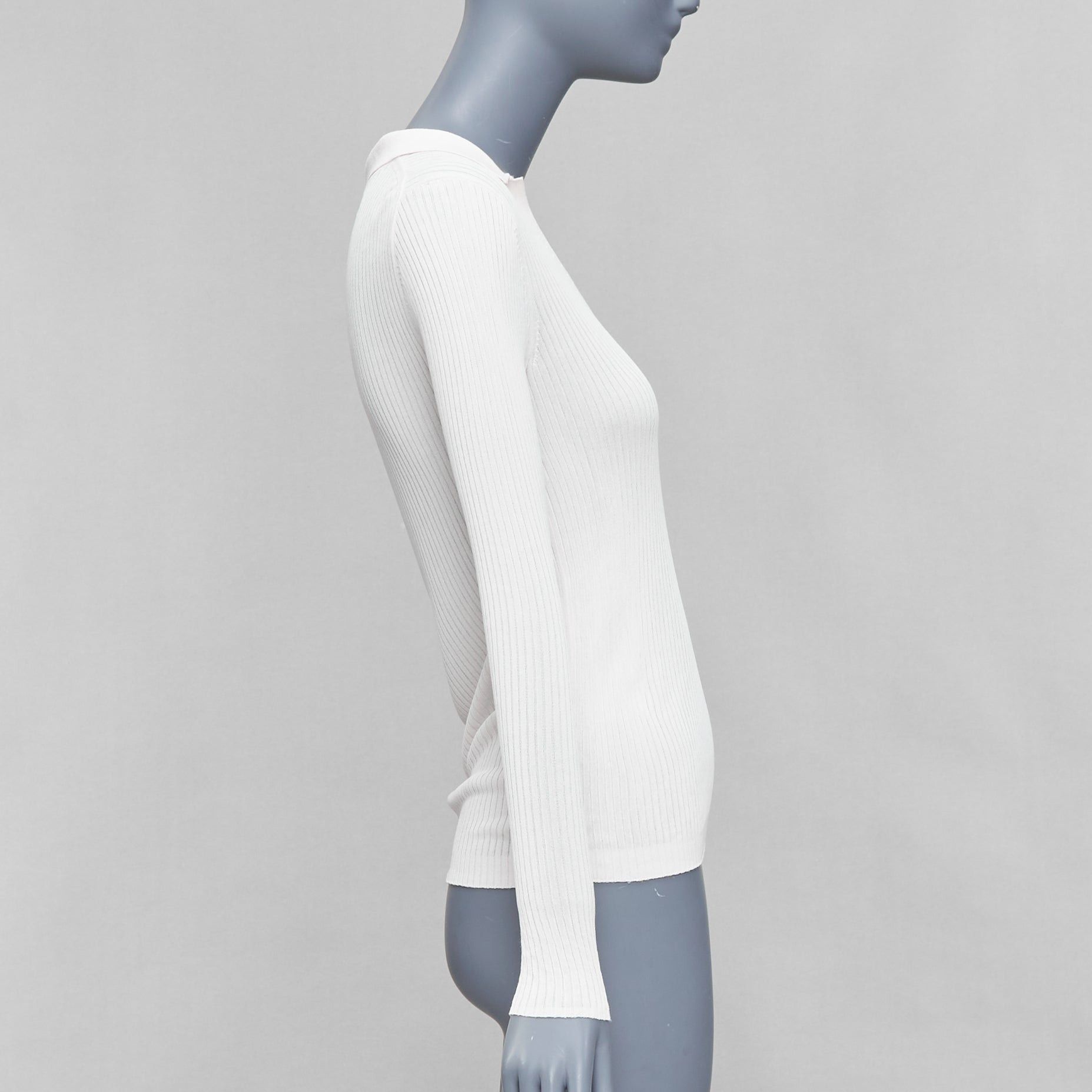 Club Monaco CLUB MONACO Set of 2 white cream ribbed collared polo top XS Size XS / US 0-2 / IT 36-38 - 6 Thumbnail