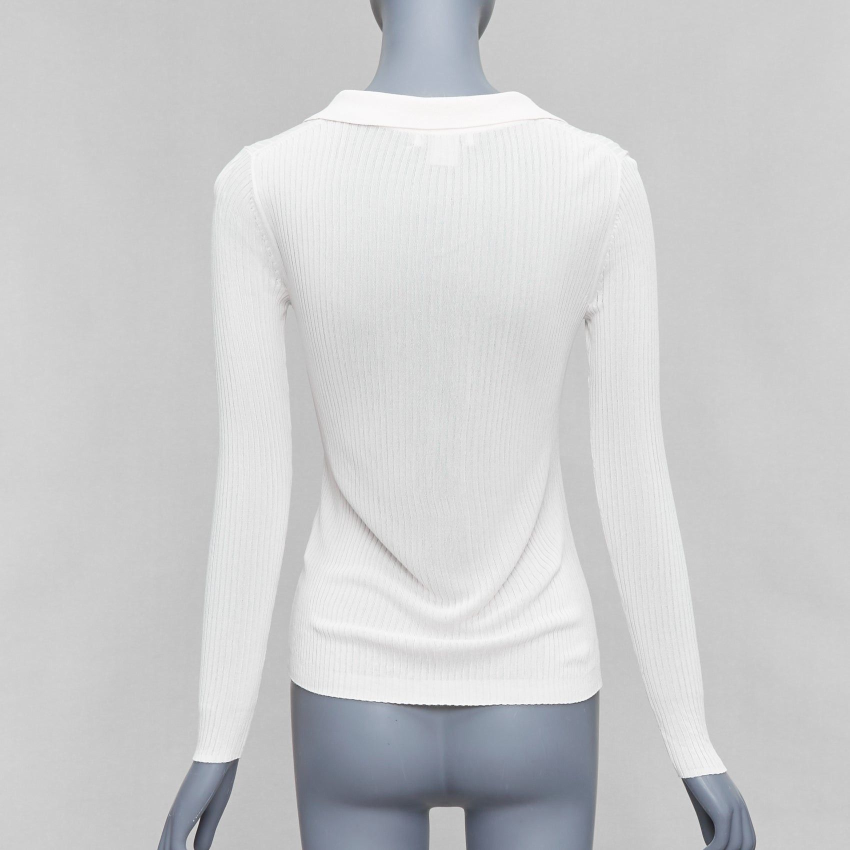 Club Monaco CLUB MONACO Set of 2 white cream ribbed collared polo top XS Size XS / US 0-2 / IT 36-38 - 8 Thumbnail