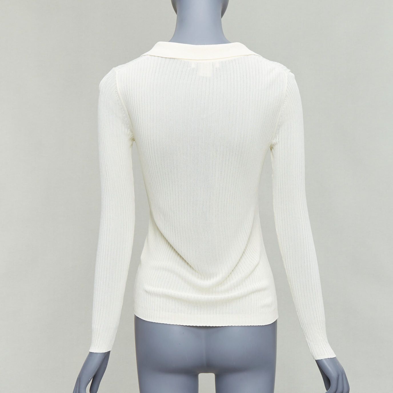 Club Monaco CLUB MONACO Set of 2 white cream ribbed collared polo top XS Size XS / US 0-2 / IT 36-38 - 7 Thumbnail