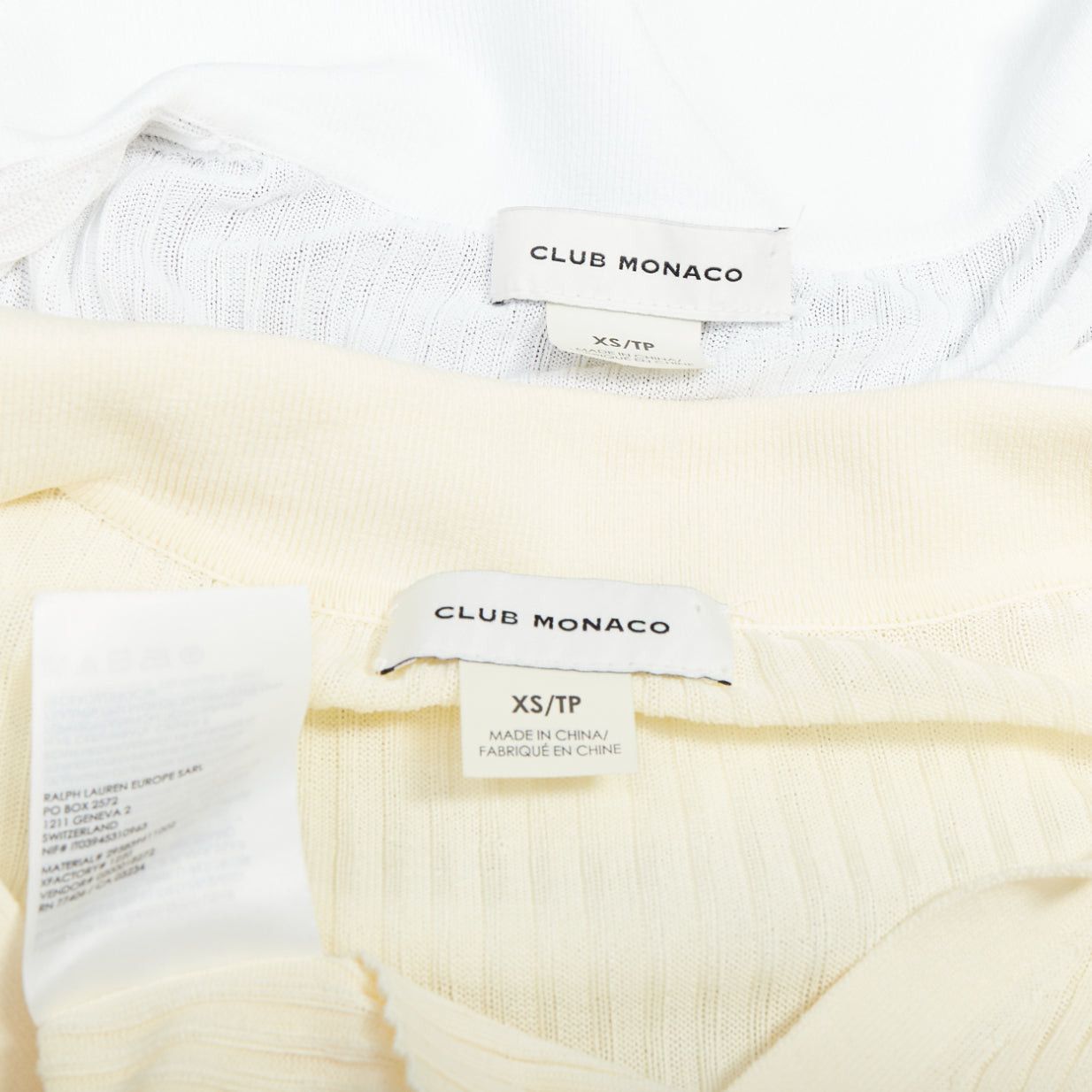Club Monaco CLUB MONACO Set of 2 white cream ribbed collared polo top XS Size XS / US 0-2 / IT 36-38 - 11 Thumbnail