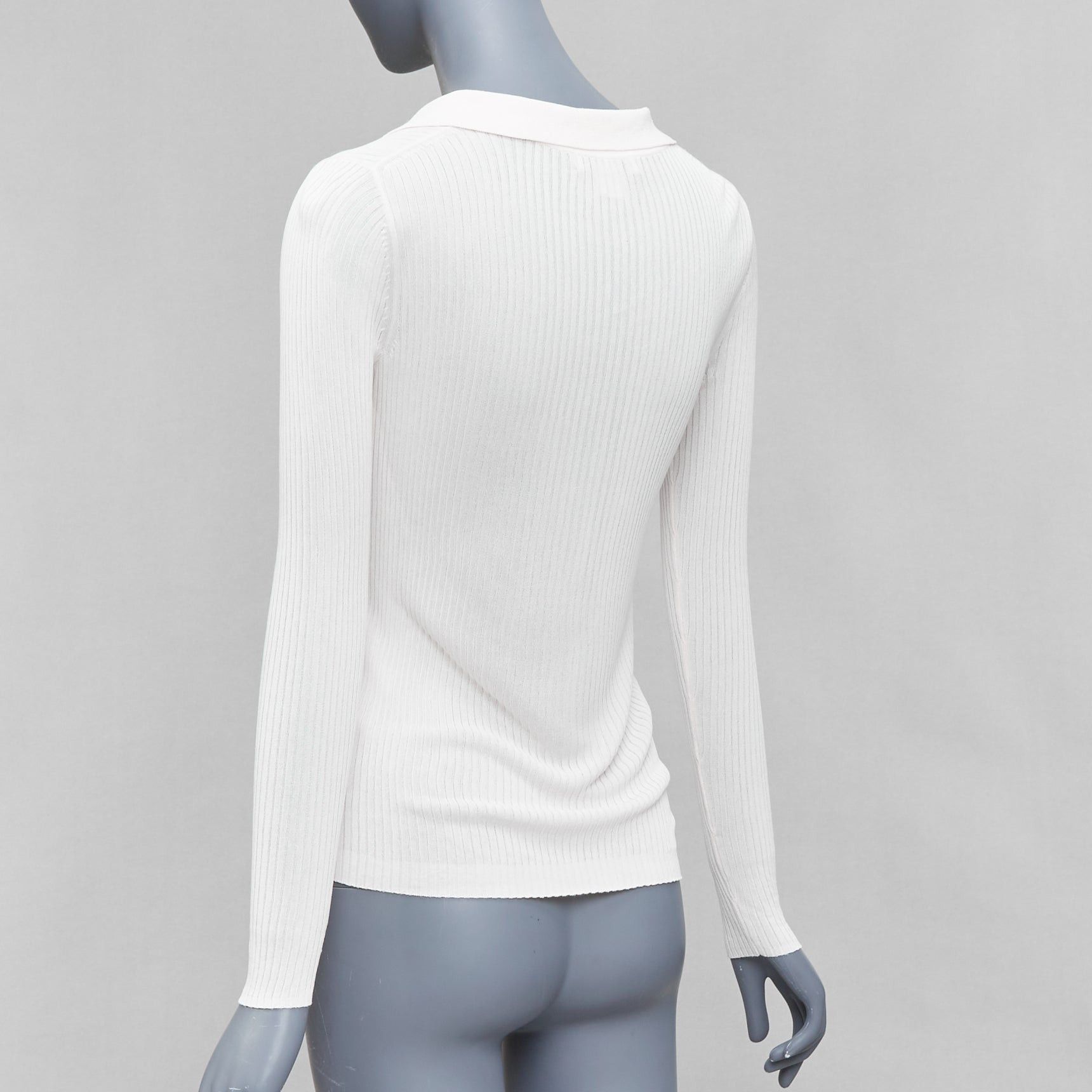 Club Monaco CLUB MONACO Set of 2 white cream ribbed collared polo top XS Size XS / US 0-2 / IT 36-38 - 10 Thumbnail