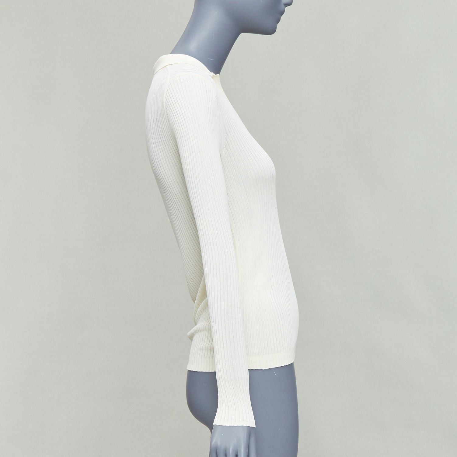Club Monaco CLUB MONACO Set of 2 white cream ribbed collared polo top XS Size XS / US 0-2 / IT 36-38 - 5 Thumbnail