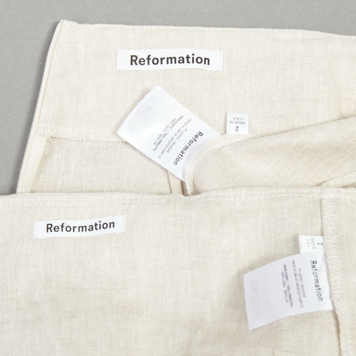 Reformation REFORMATION beige 100% linen camisole crop top wide pants set US2 S Size 26" / US 2 / IT 38 - 10 Thumbnail