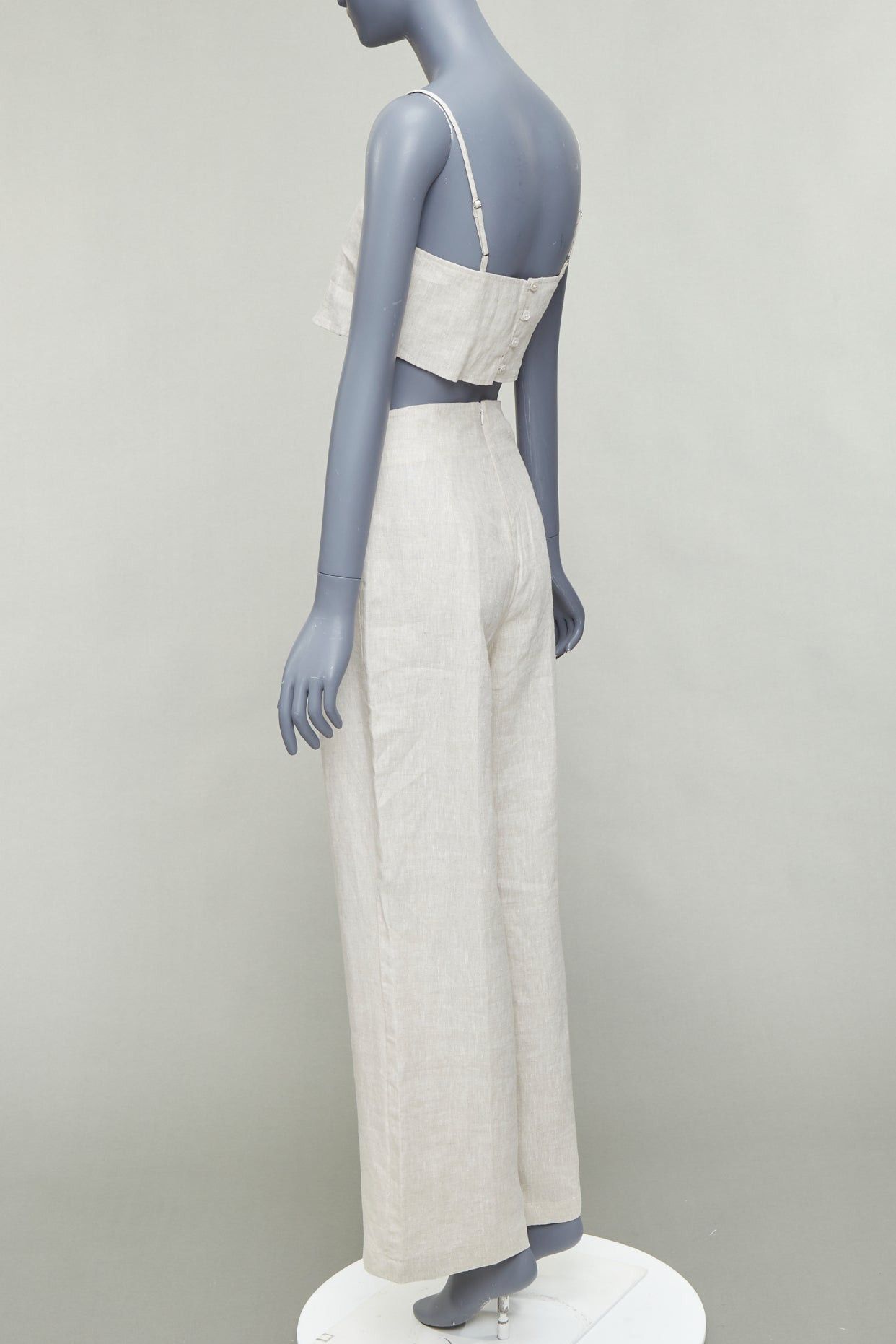 Reformation REFORMATION beige 100% linen camisole crop top wide pants set US2 S Size 26" / US 2 / IT 38 - 6 Thumbnail