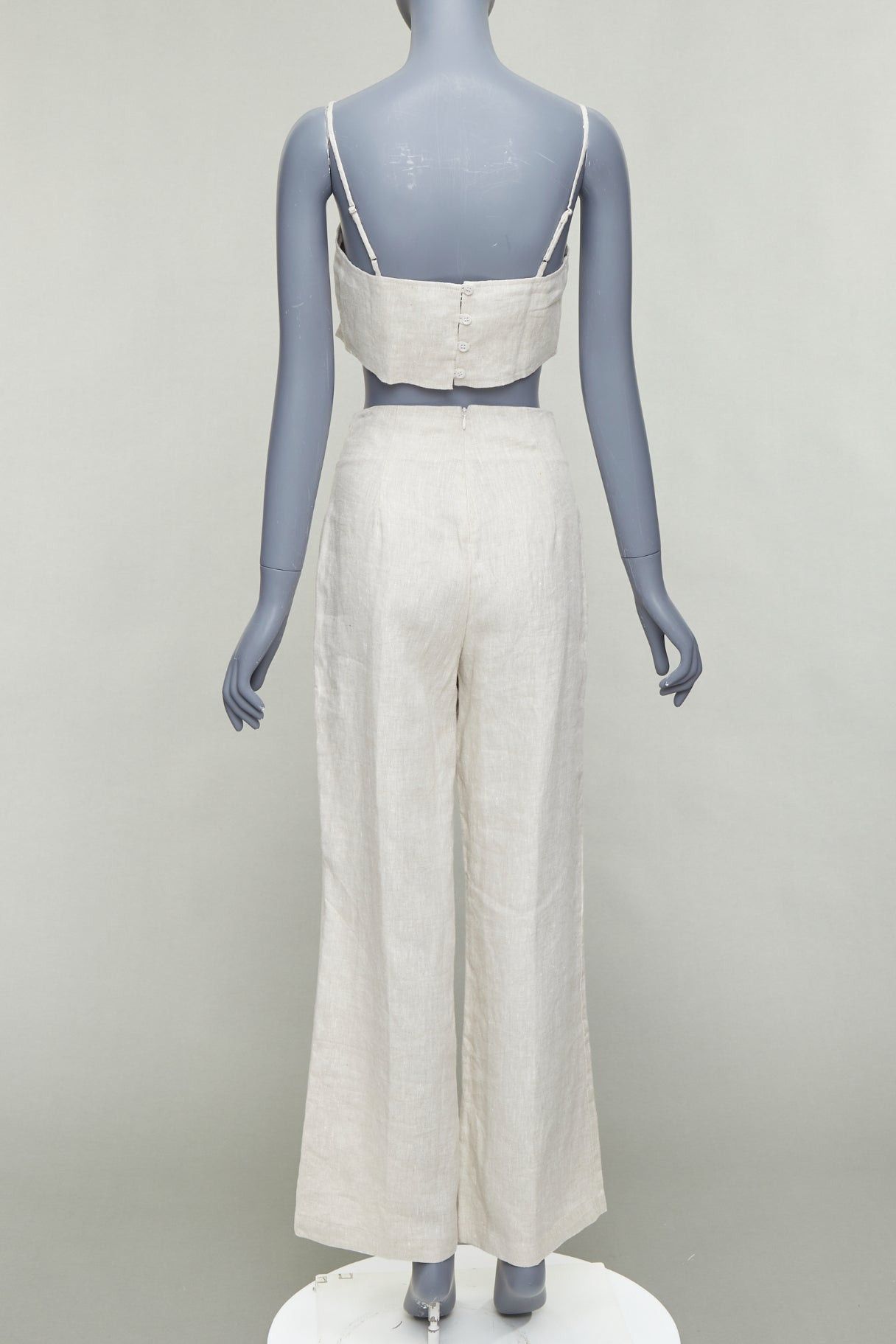 Reformation REFORMATION beige 100% linen camisole crop top wide pants set US2 S Size 26" / US 2 / IT 38 - 5 Thumbnail