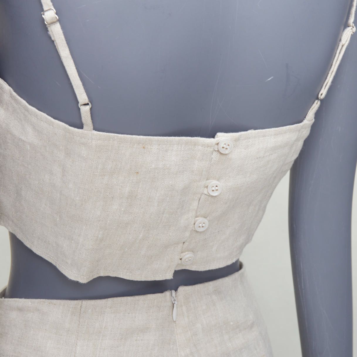 Reformation REFORMATION beige 100% linen camisole crop top wide pants set US2 S Size 26" / US 2 / IT 38 - 9 Thumbnail