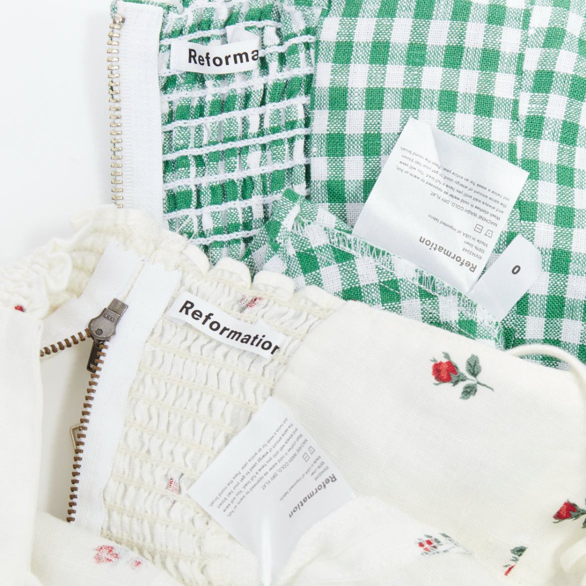 Reformation REFORMATION SEt of 2 green checkered linen top rose print tank US0 XS Size S / US 4 / IT 40 - 11 Thumbnail