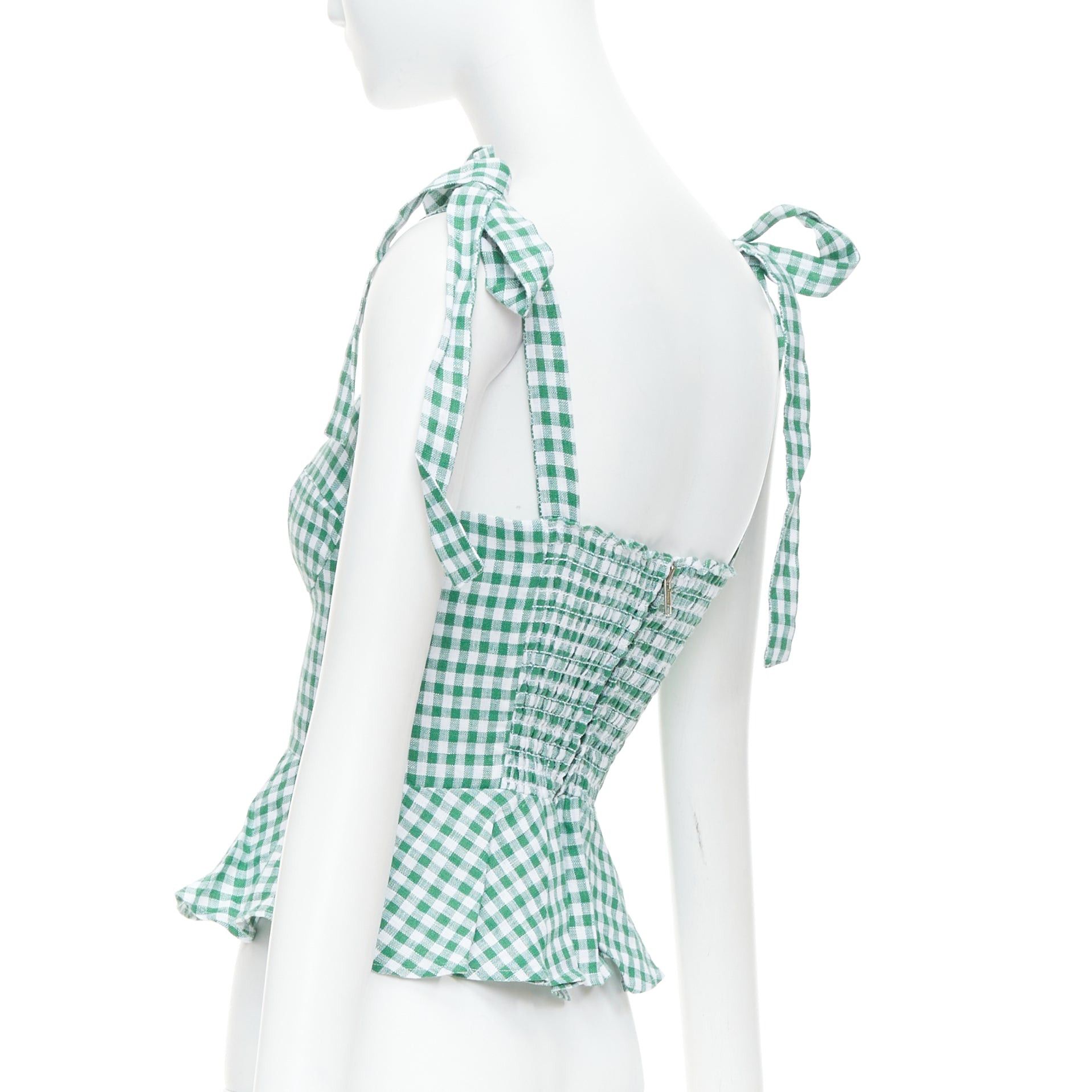 Reformation REFORMATION SEt of 2 green checkered linen top rose print tank US0 XS Size S / US 4 / IT 40 - 4 Thumbnail