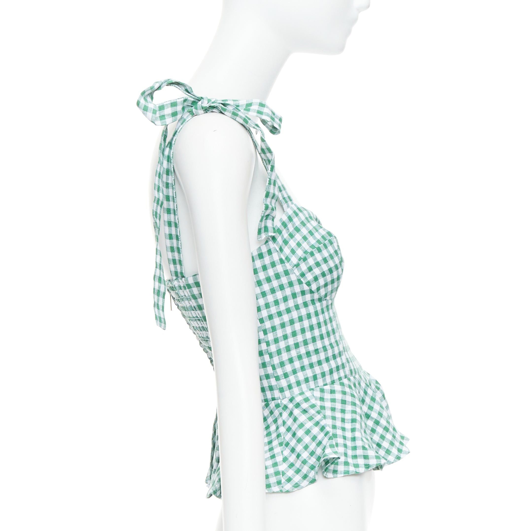 Reformation REFORMATION SEt of 2 green checkered linen top rose print tank US0 XS Size S / US 4 / IT 40 - 2 Thumbnail