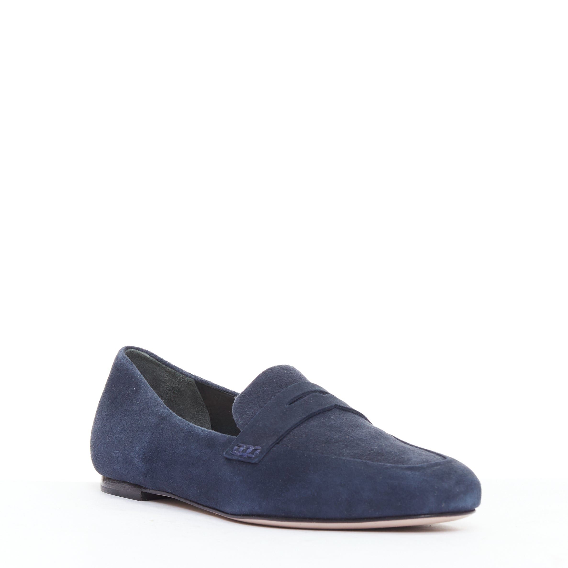 Other PORTE PAIRE navy suede leather classic minimal loafer flats EU36 Size US 6 / IT 36 - 2 Thumbnail