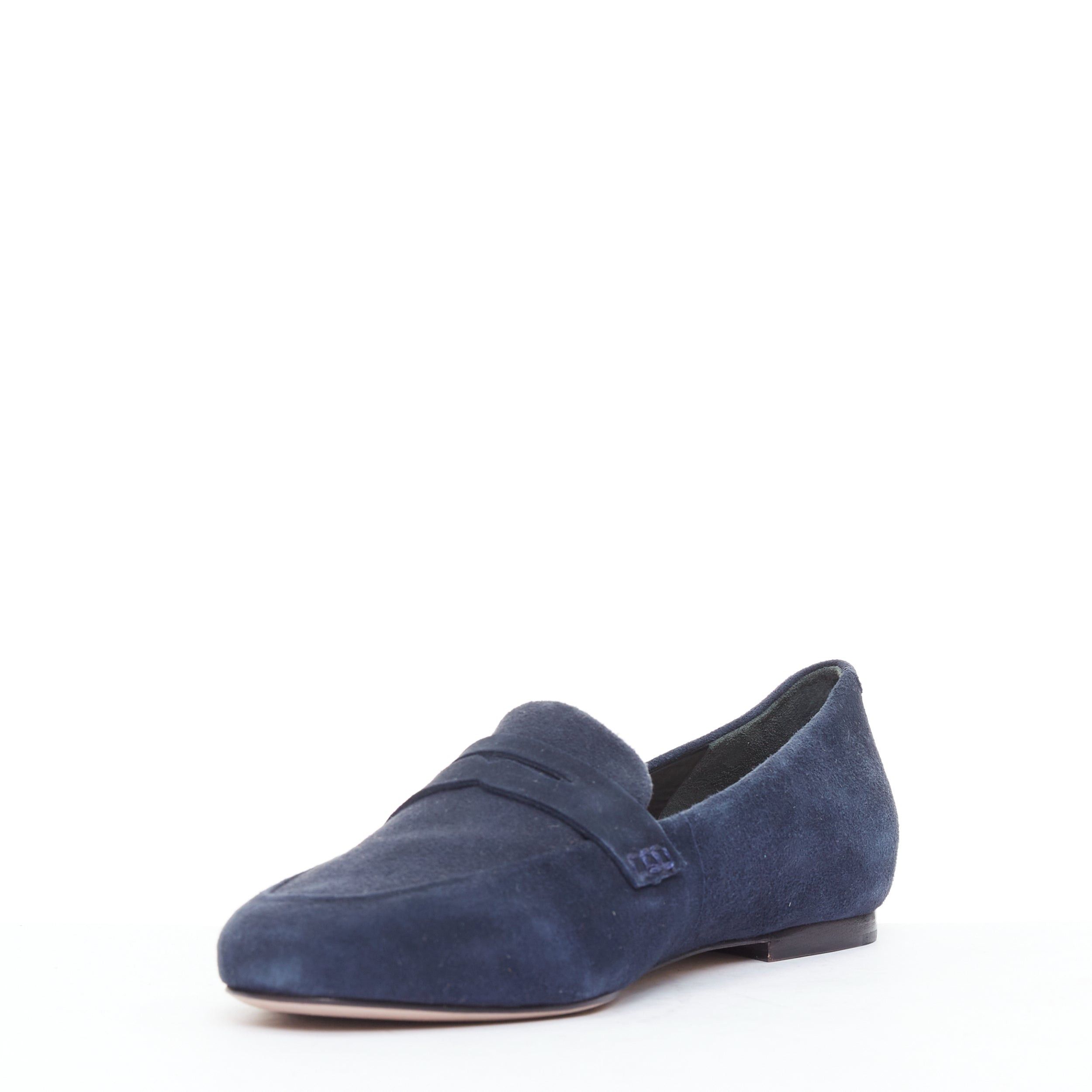 Other PORTE PAIRE navy suede leather classic minimal loafer flats EU36 Size US 6 / IT 36 - 4 Thumbnail