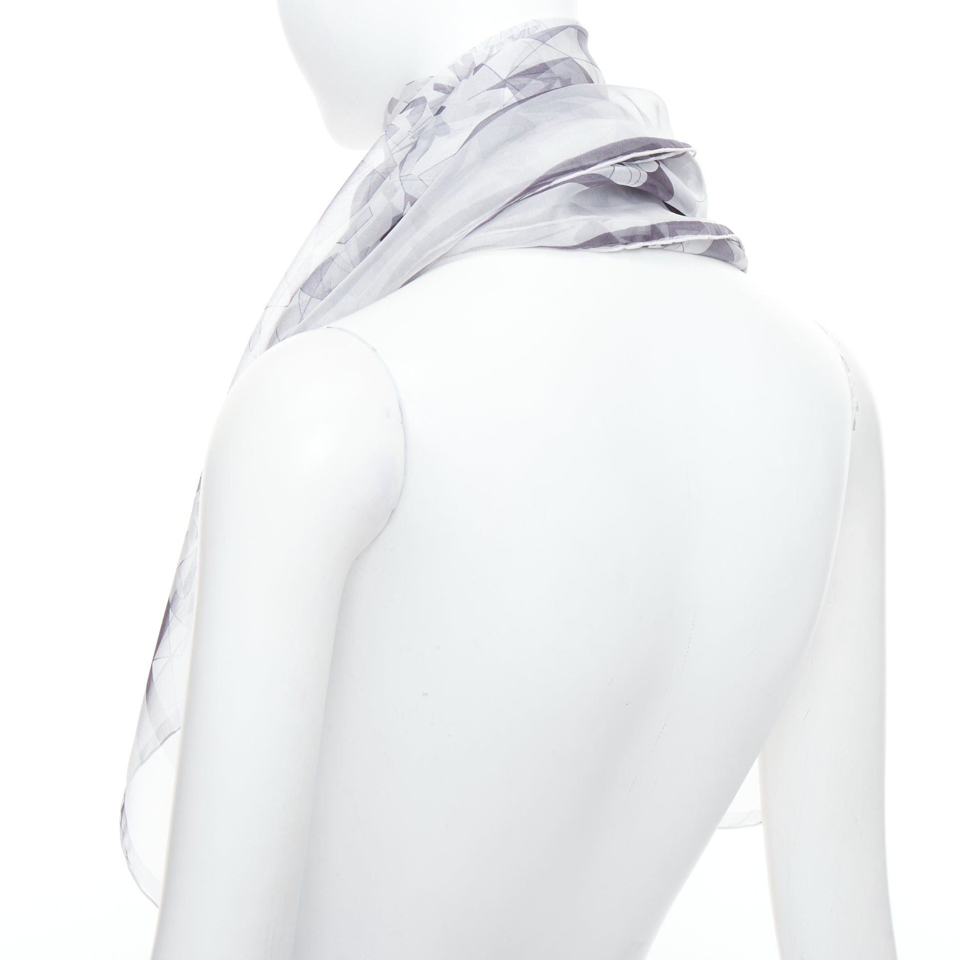 Cartier CARTIER 100% silk grey sheer diamond cuts print square scarf Size ONE SIZE - 6 Thumbnail